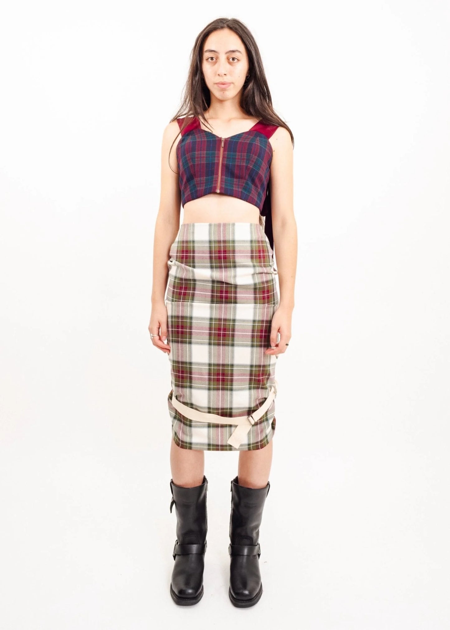Vivienne Westwood Anglomania 1990s bondage ’hobble’ tartan pencil skirt