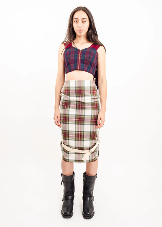 Vivienne Westwood Anglomania 1990s bondage ’hobble’ tartan pencil skirt