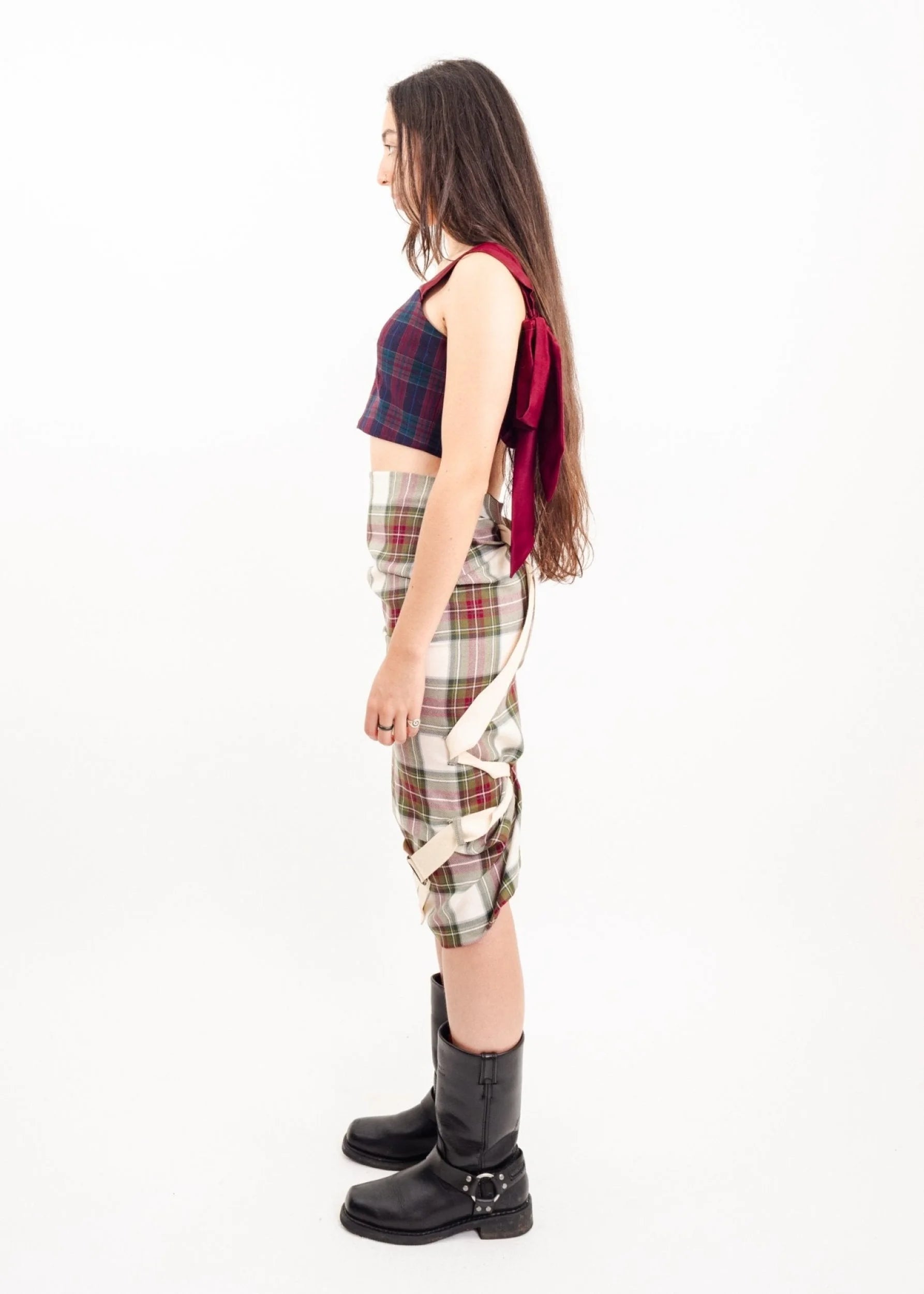 Vivienne Westwood Anglomania 1990s bondage ’hobble’ tartan pencil skirt