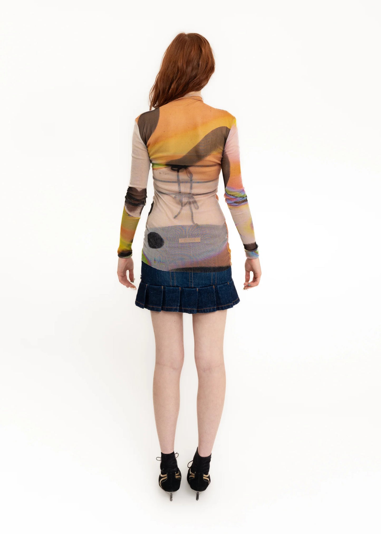 Jimmy D 1999 Makeup.Graffiti.Wav print silk mesh top *BB