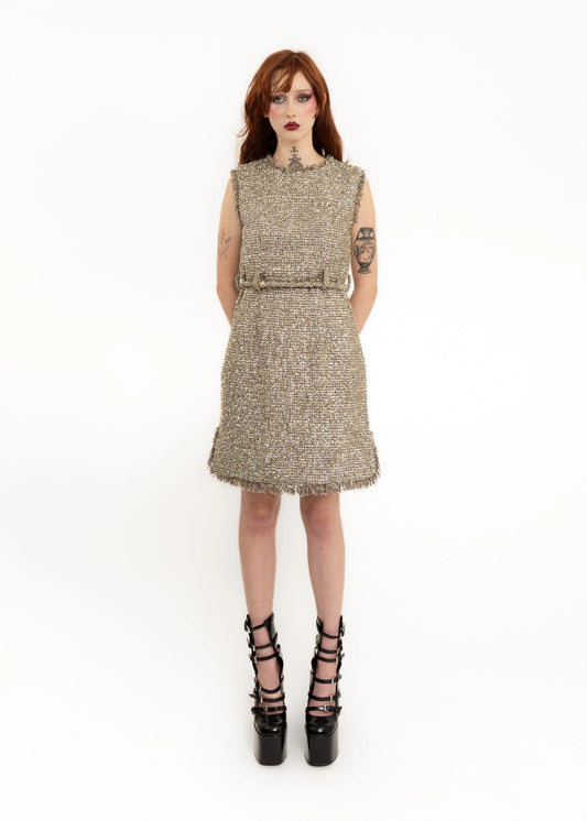 Chanel 2018 Cruise Collection runway metallic tweed mini dress