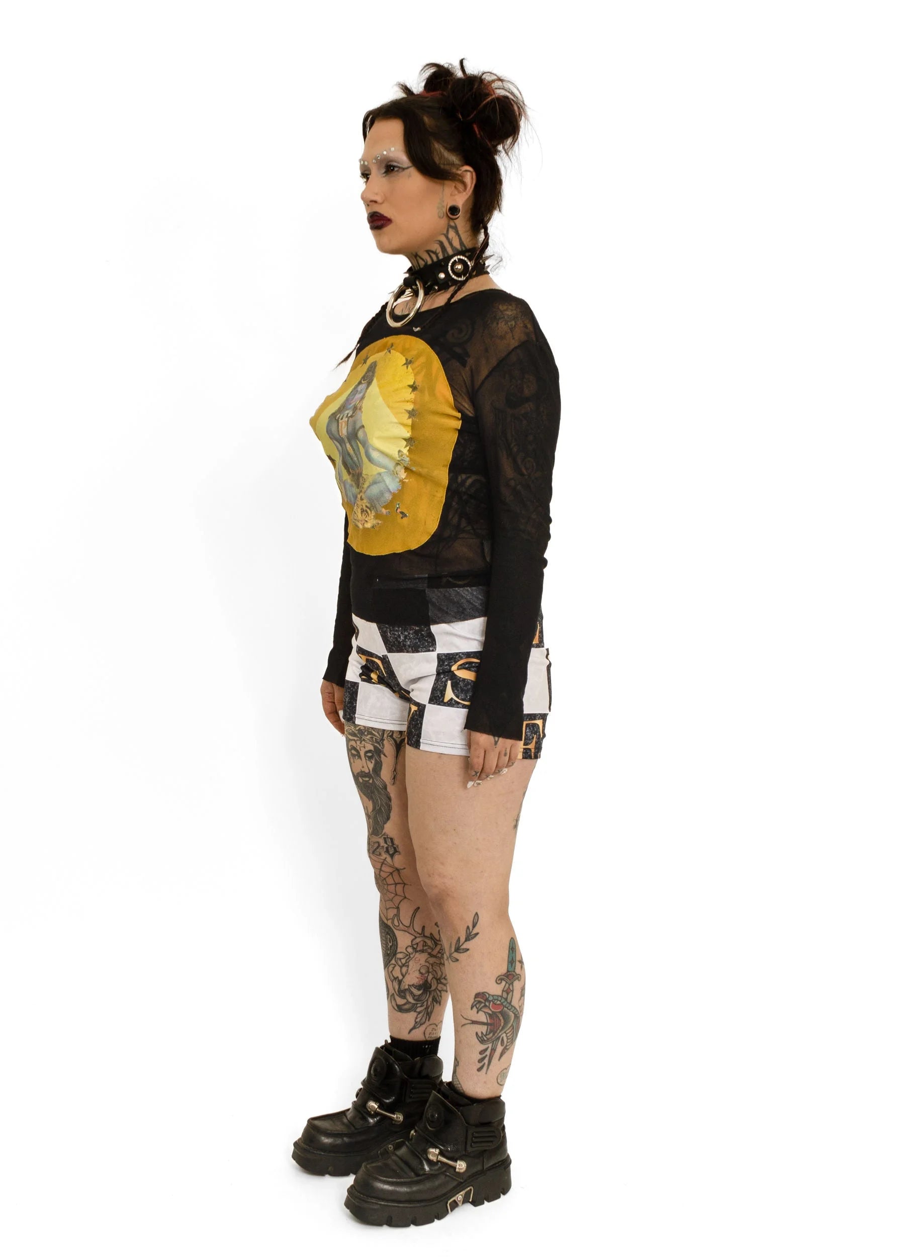 Jean Paul Gaultier Maille 90s vintage Hindi Godess/ Deity print mesh top