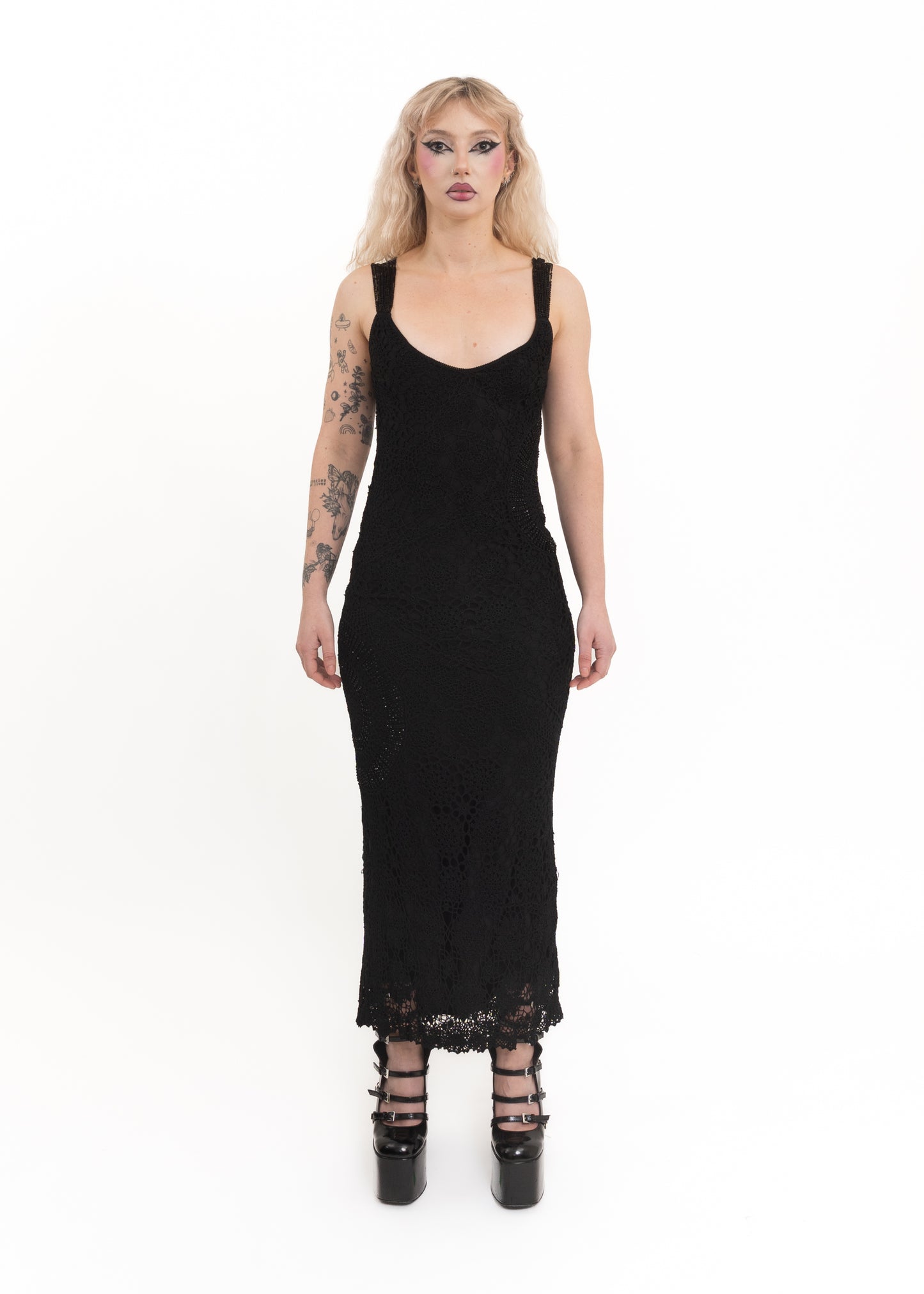 Glass beaded crochet dress