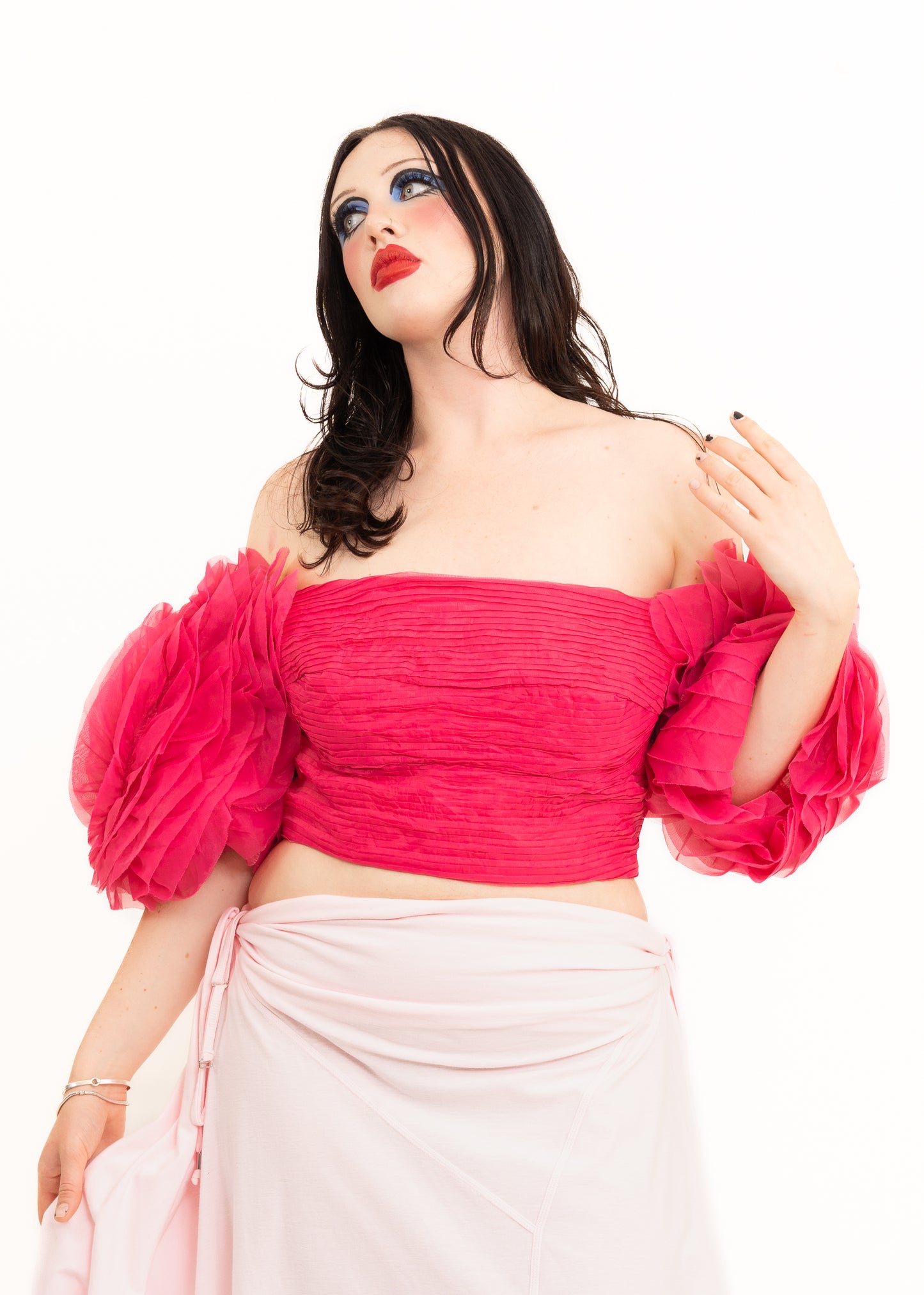 Amour rosette sleeve bustier top