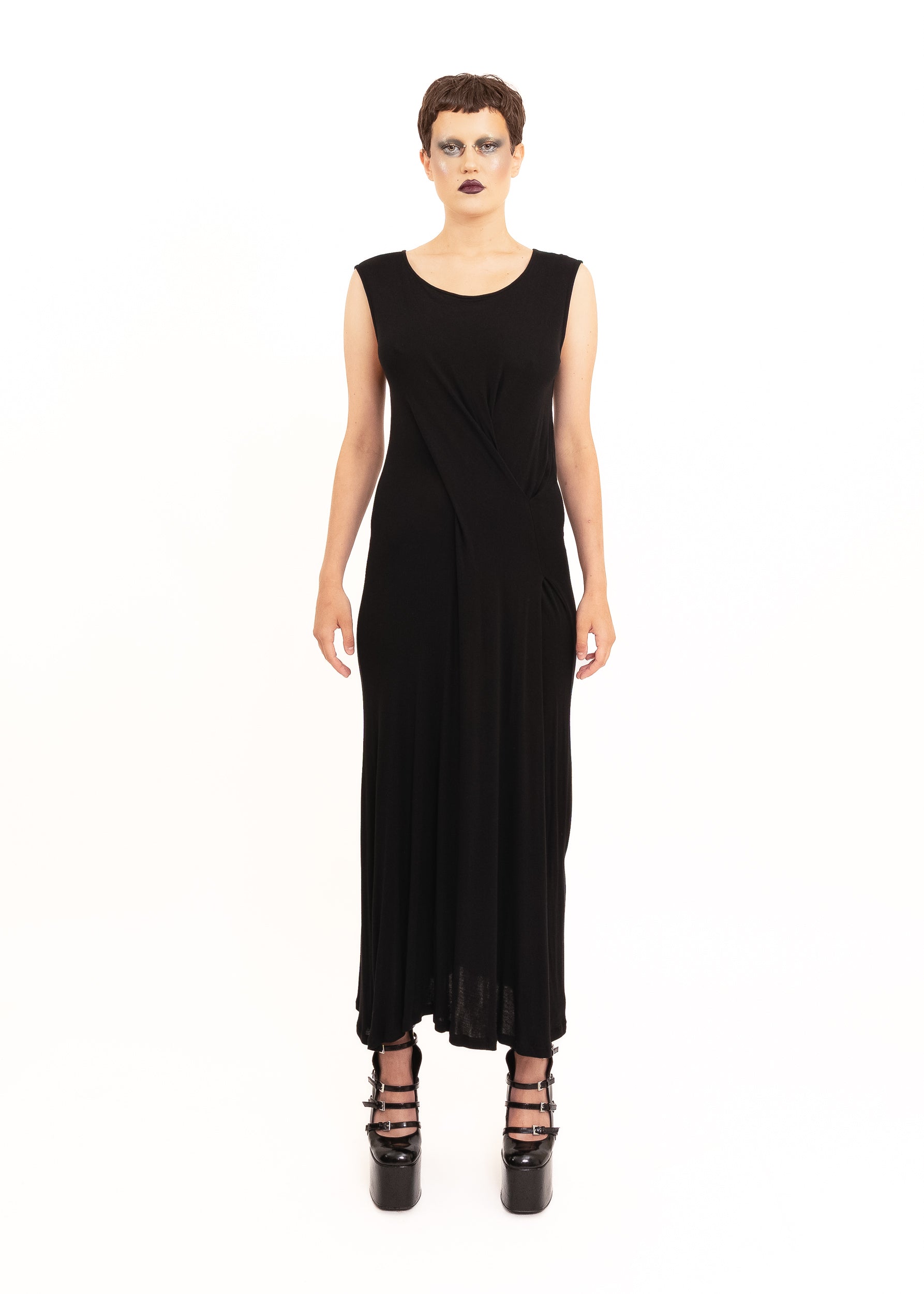petite dresses black Ann Demeulemeester Knit maxi dress with gather detail Bizarre Bazaar