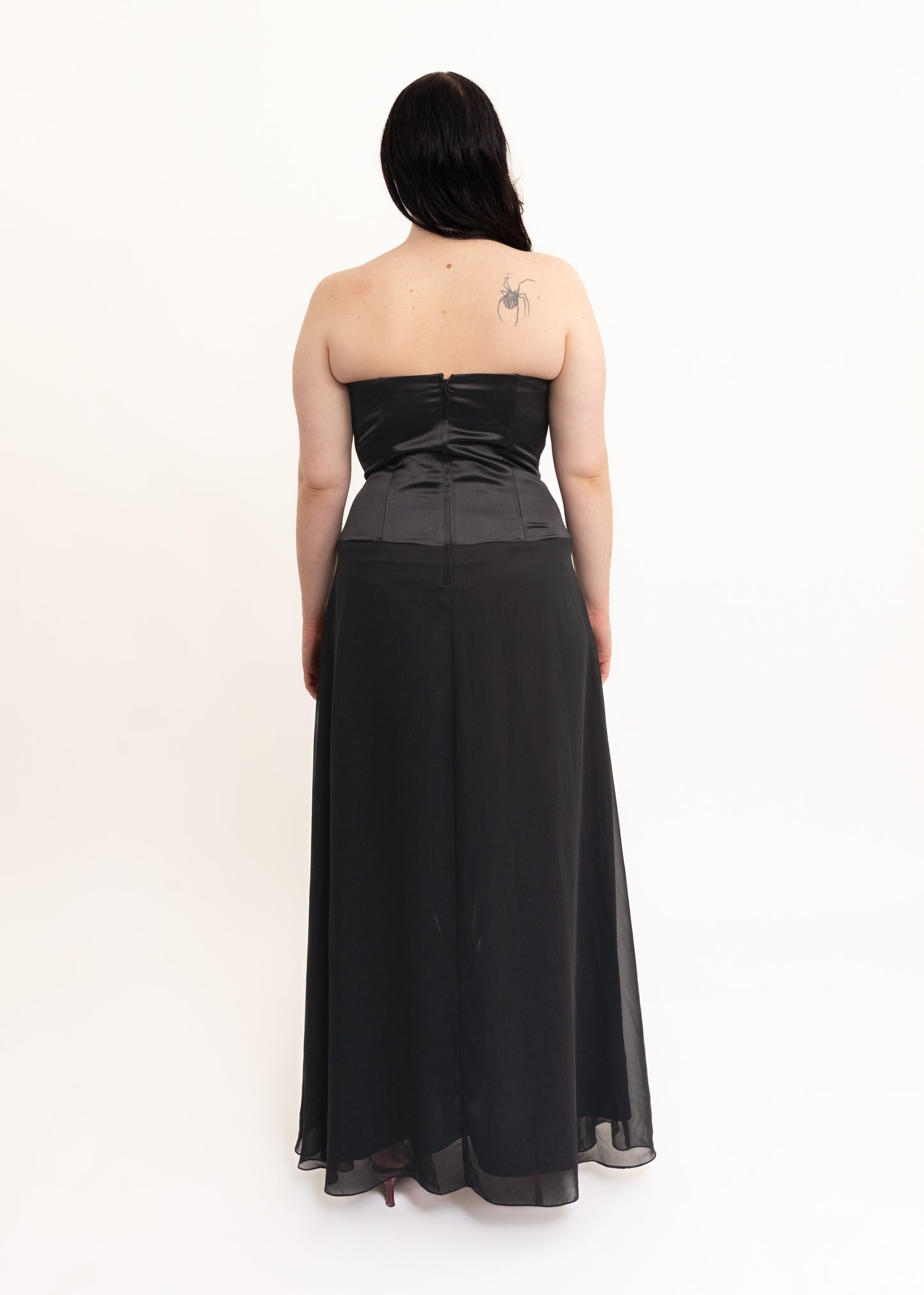 Strapless evening gown with diamanté detail