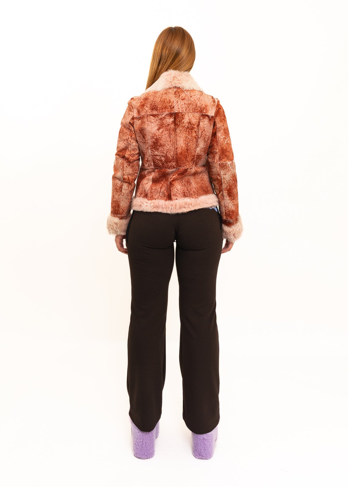 Variegated suede jacket with fur trims/ lining