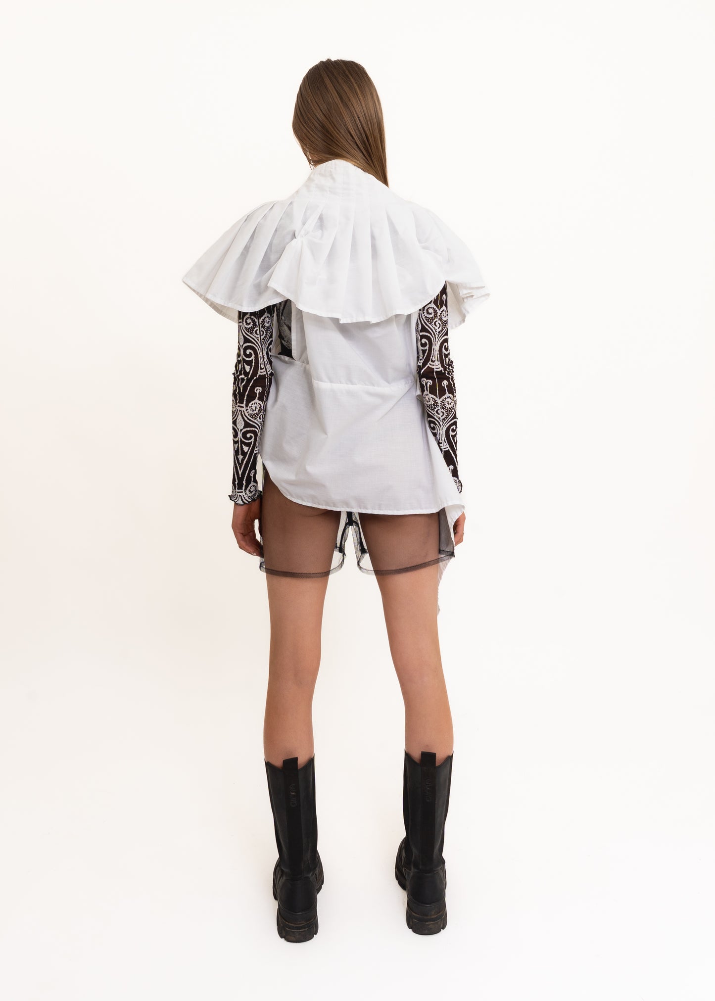 Cotton pleated angel wing shirt