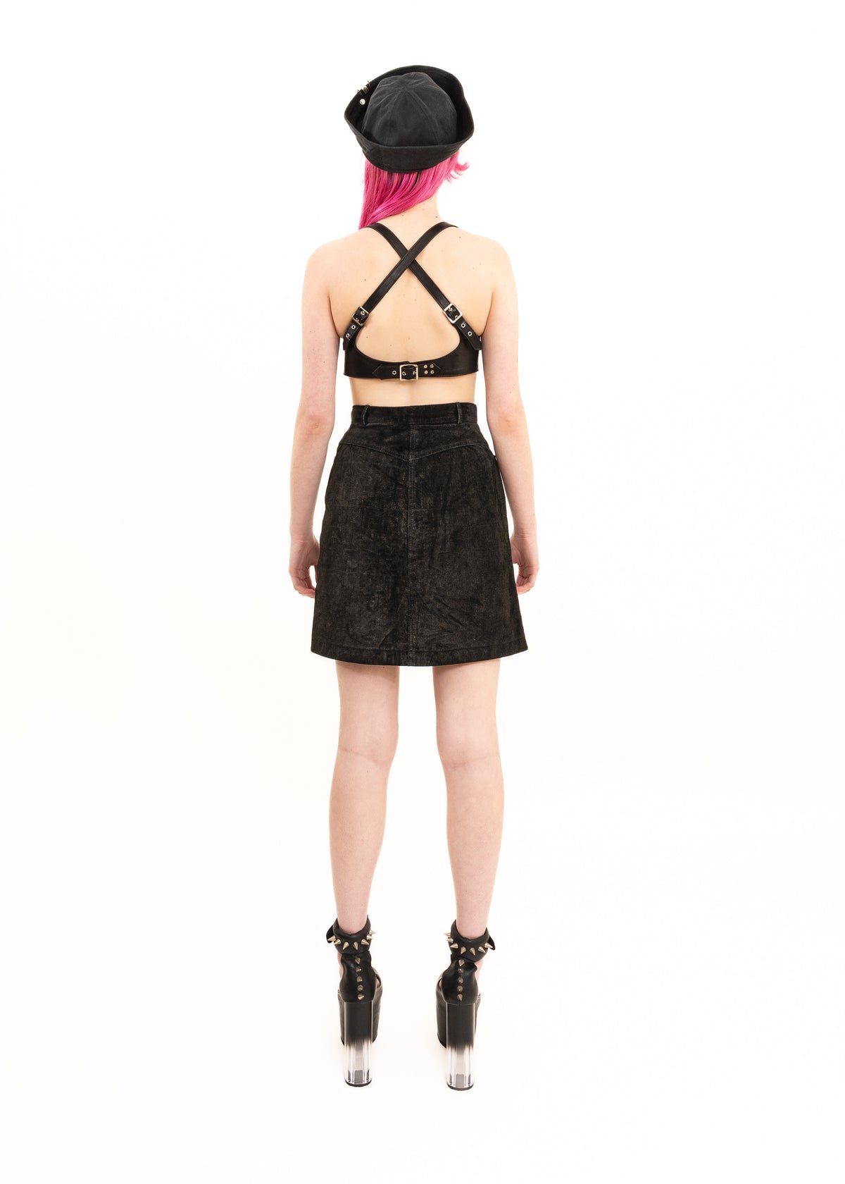 Embossed suede monogram mini skirt