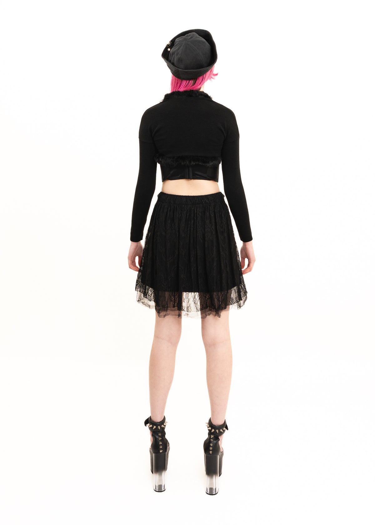 Cargo mini skirt with lace back