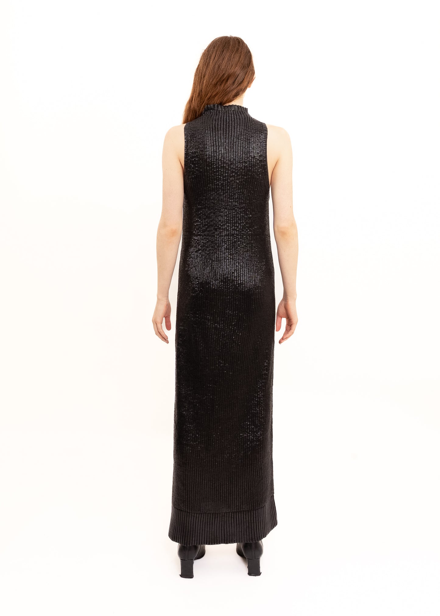 Gloss coated knit maxi dress