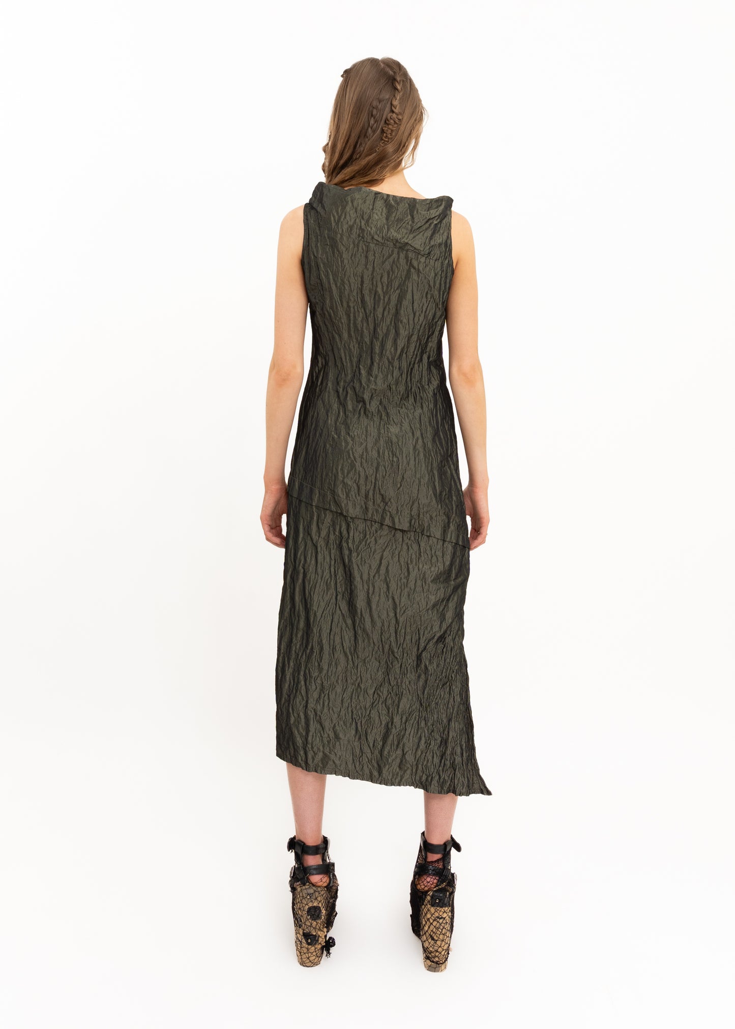 Bias cut crinkle textured dress