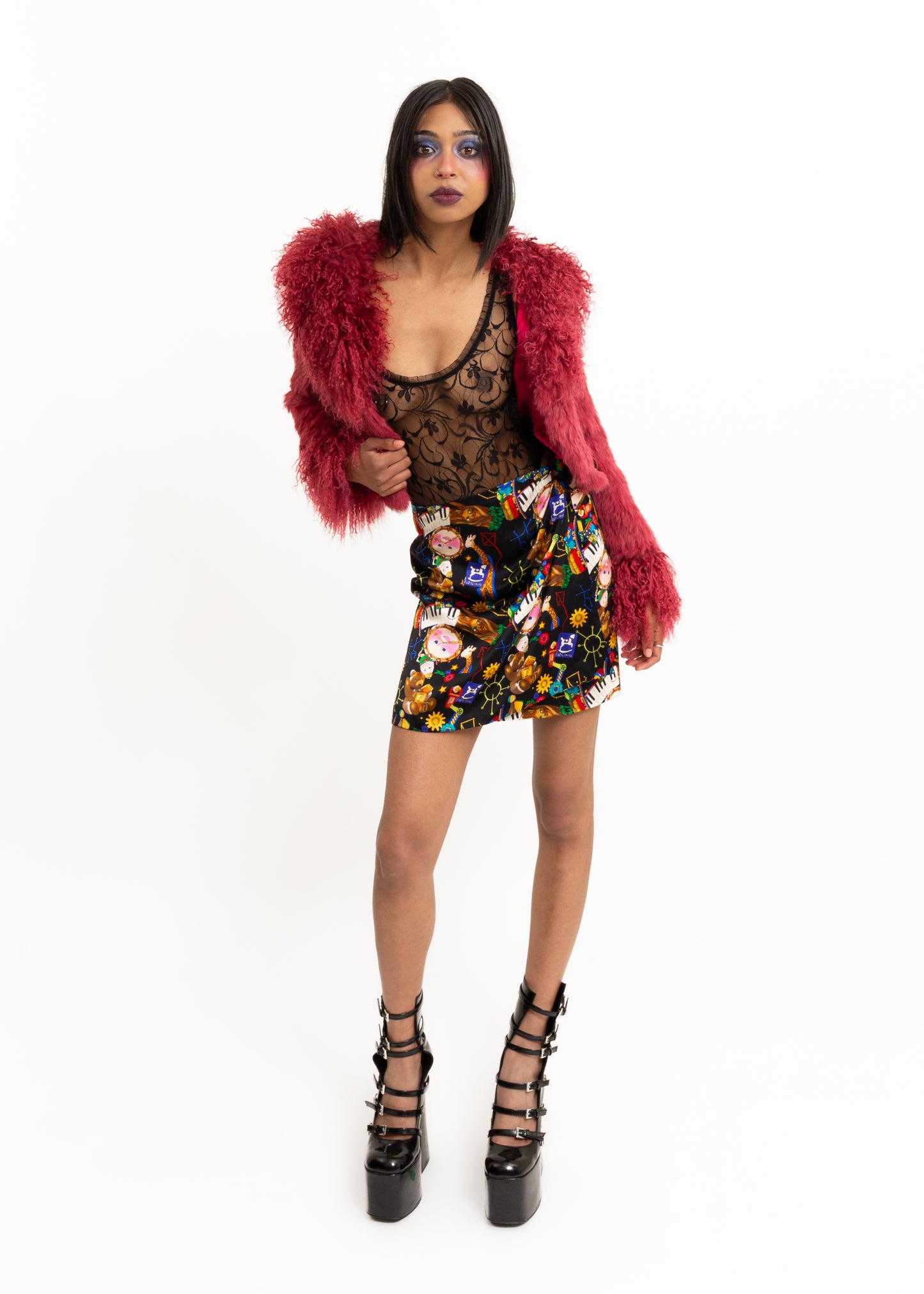 Fur jacket with Mongolian sheepskin trim