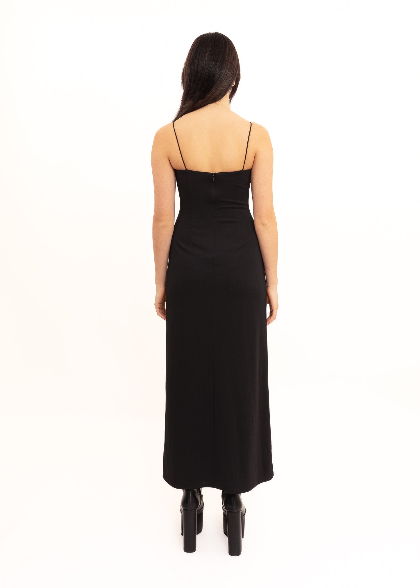 Evening dress with floral appliquè