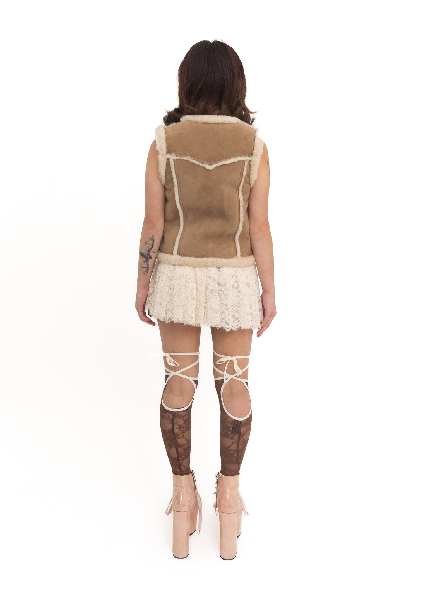 Suede/ sheepskin shearling vest