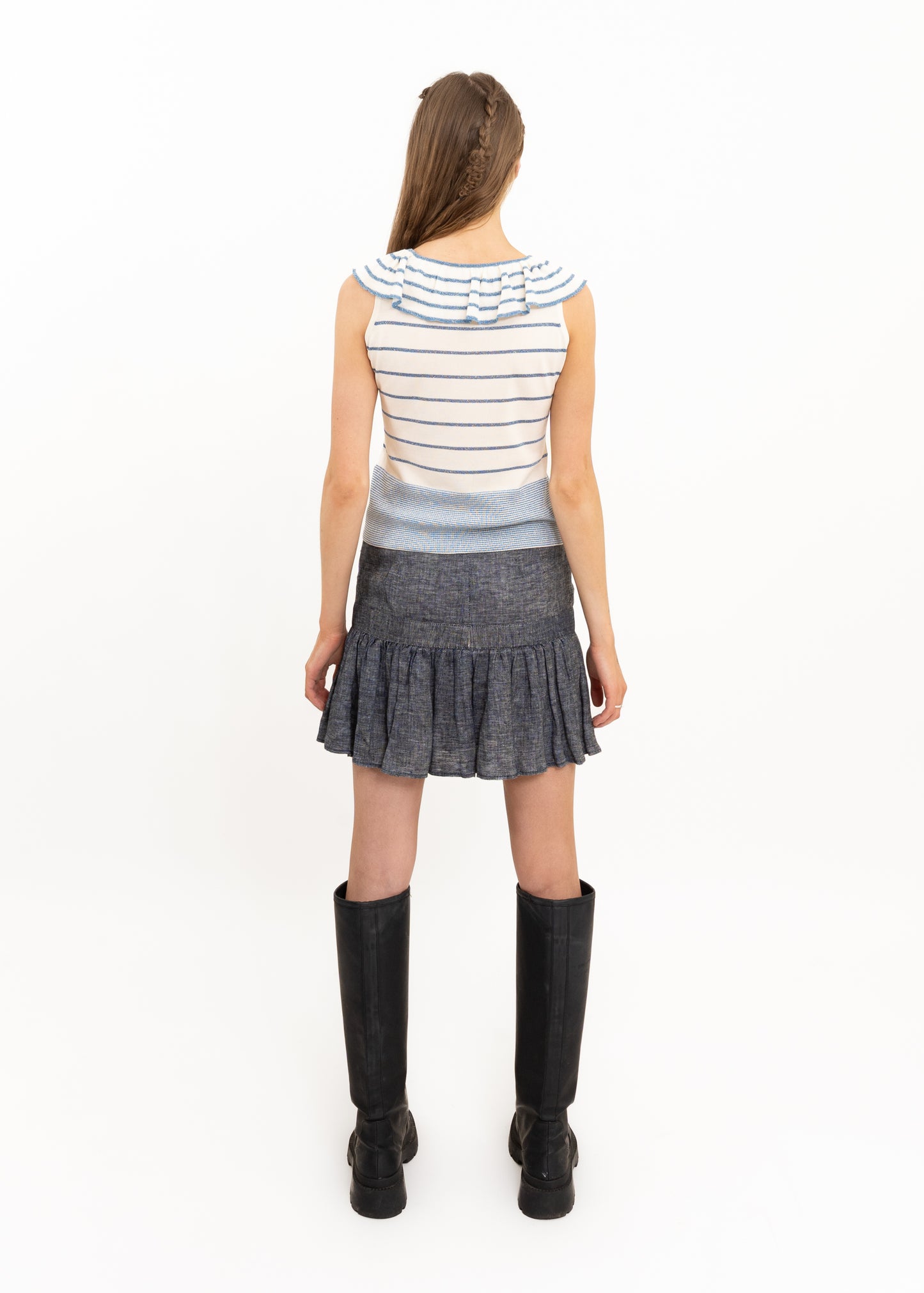 Linen drop waist mini skirt