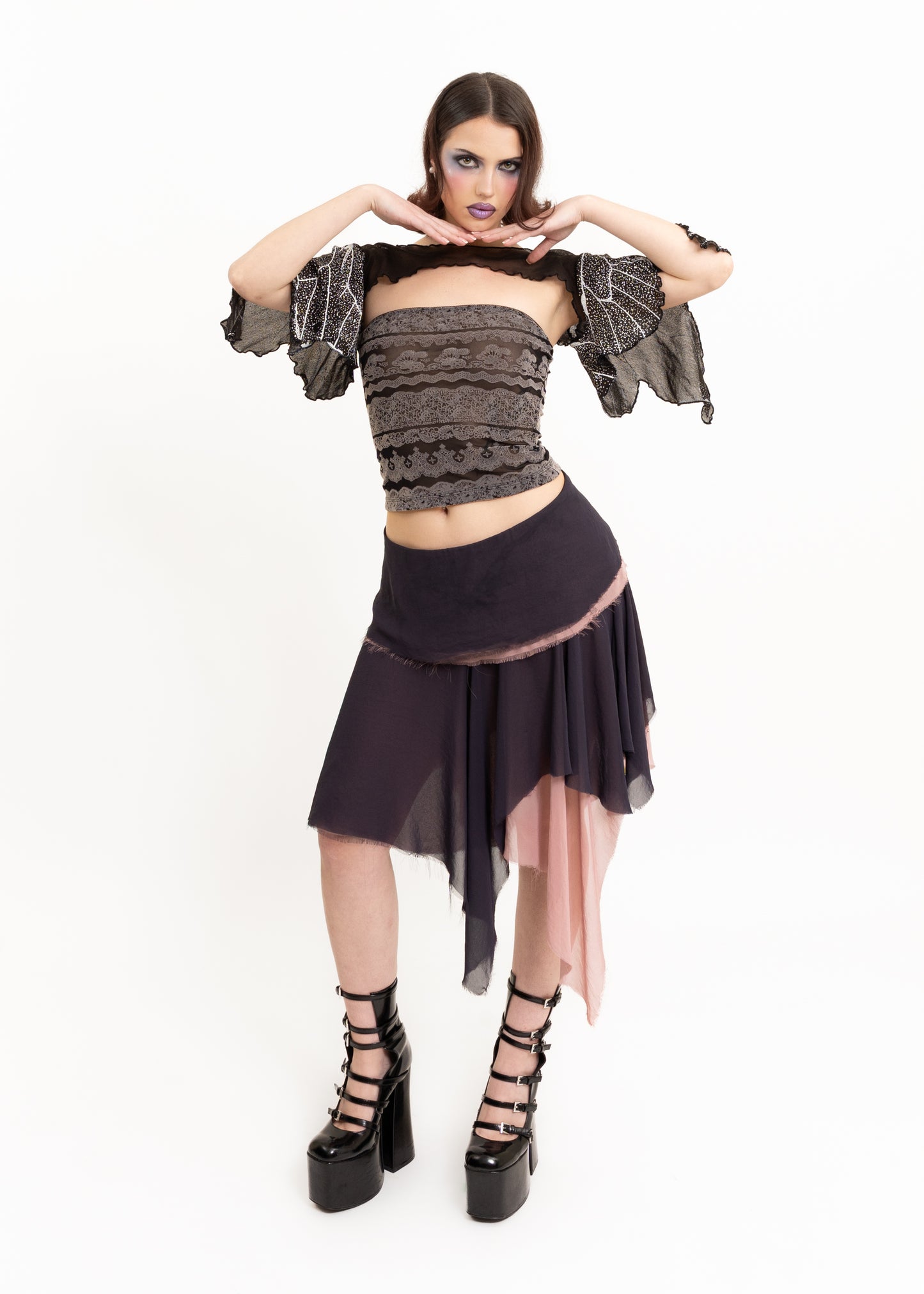Butterfly Wing Bolero Sleeves- black/ white