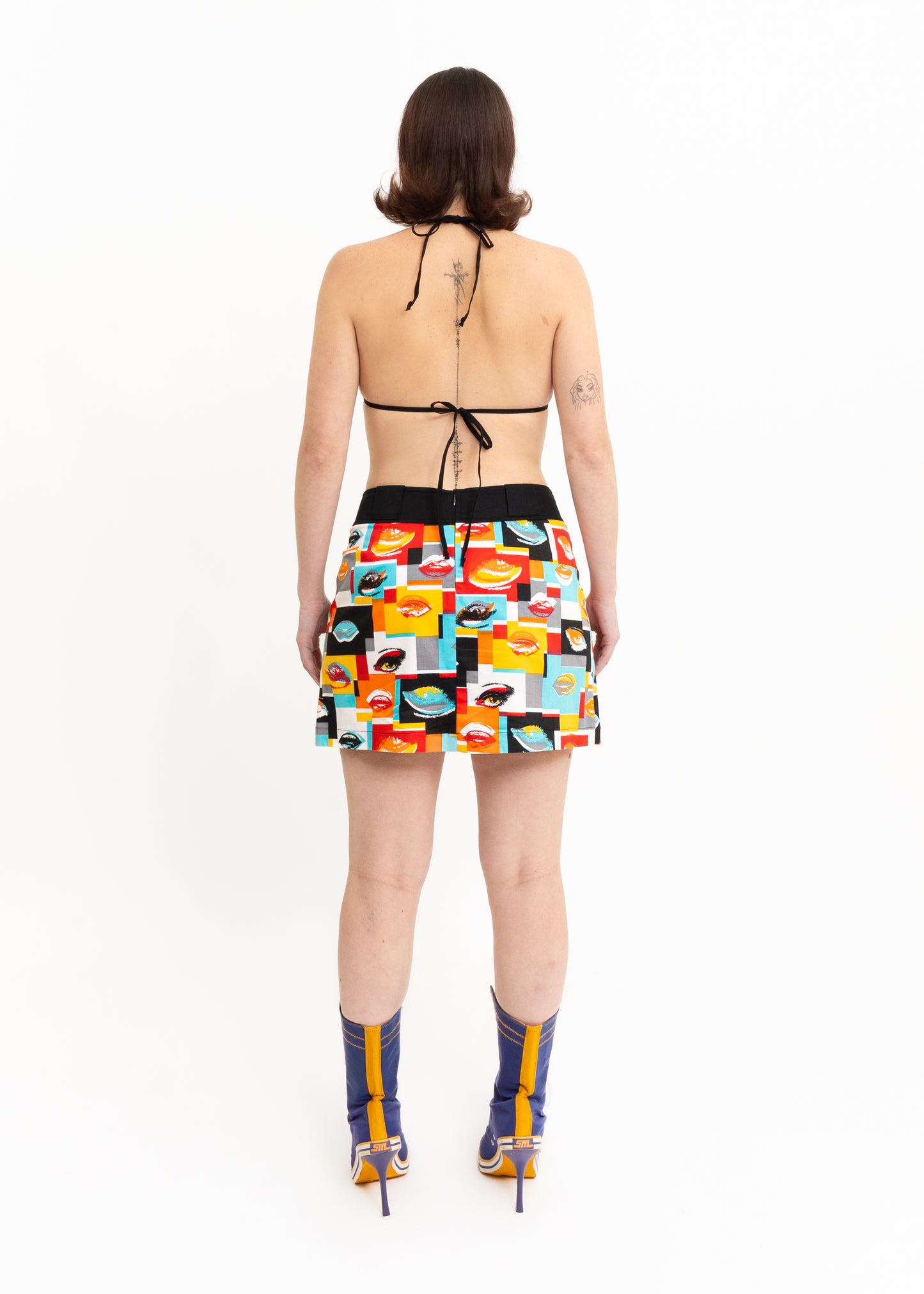 Pop art print pleated mini skirt