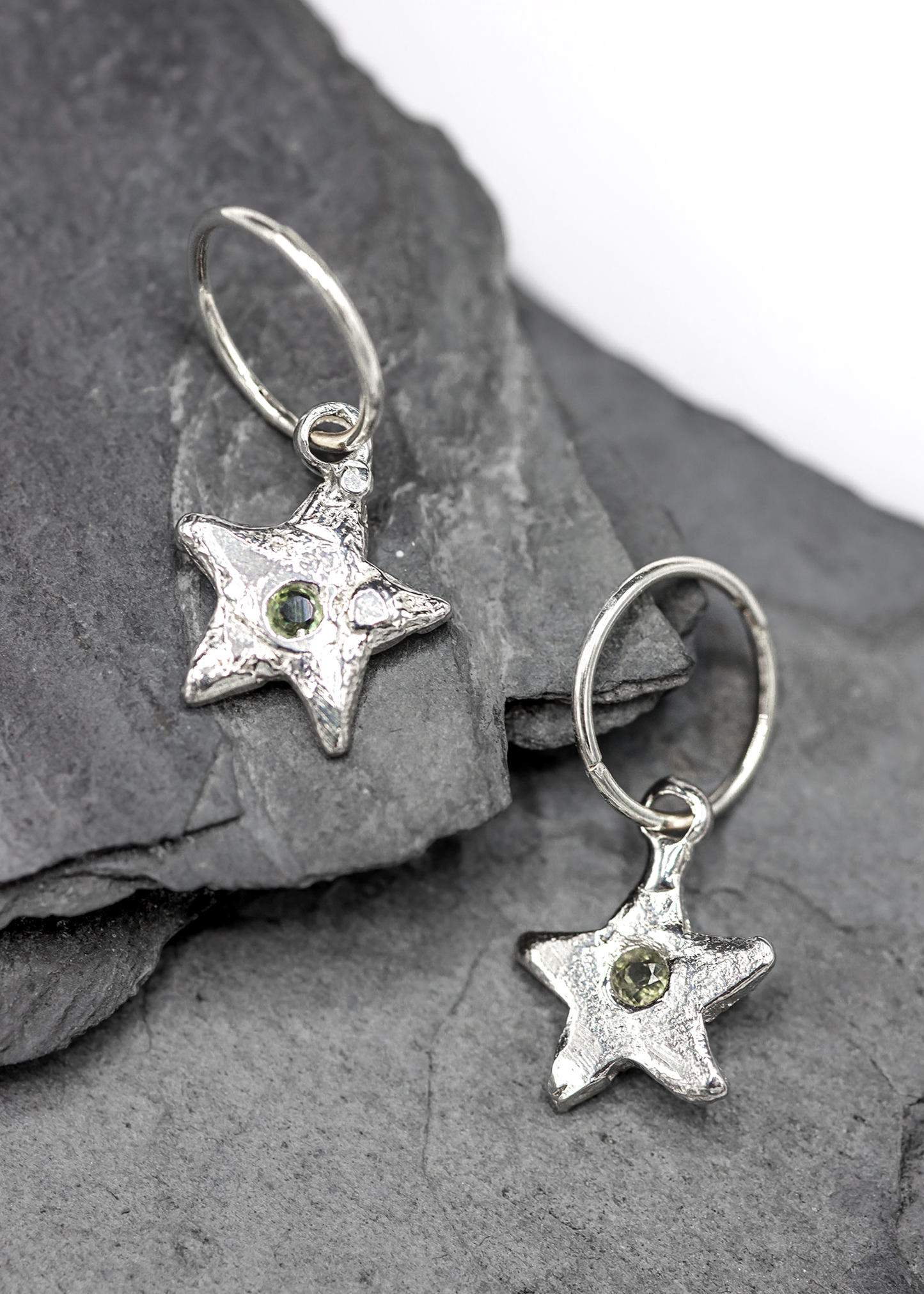 Star sleeper earrings- green