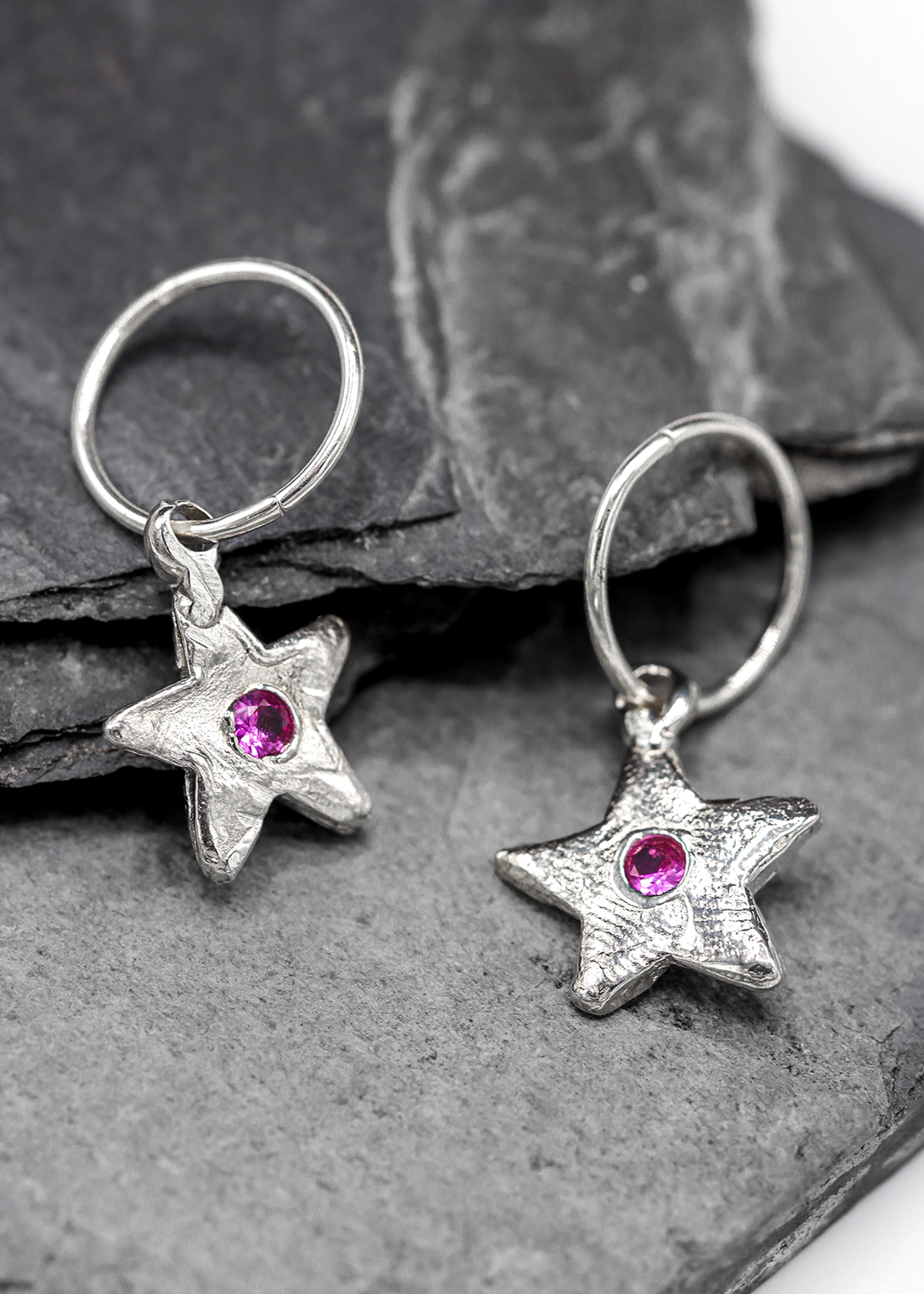 Star sleeper earrings- hot pink
