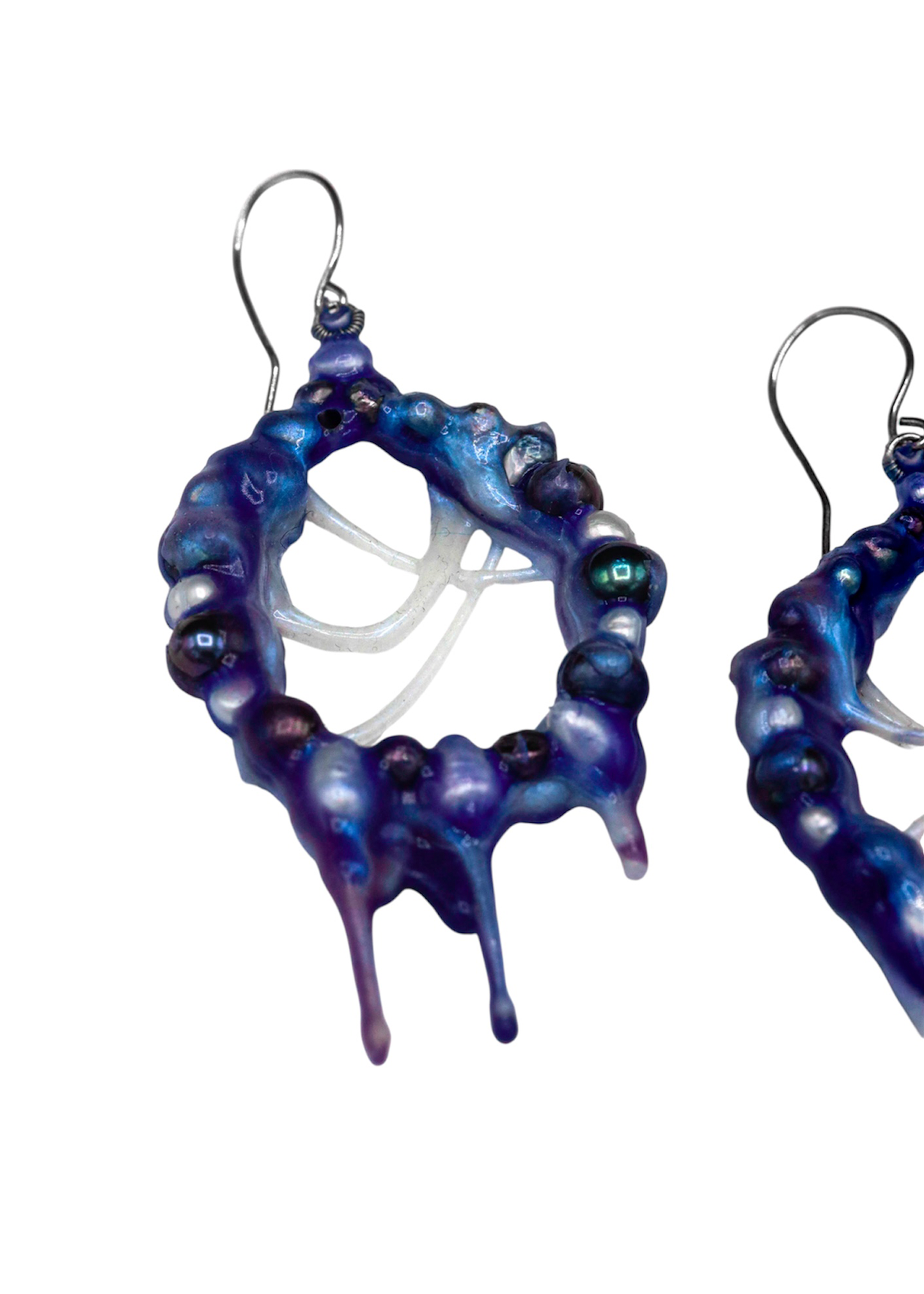 Weeping Indigo Hoop Earrings
