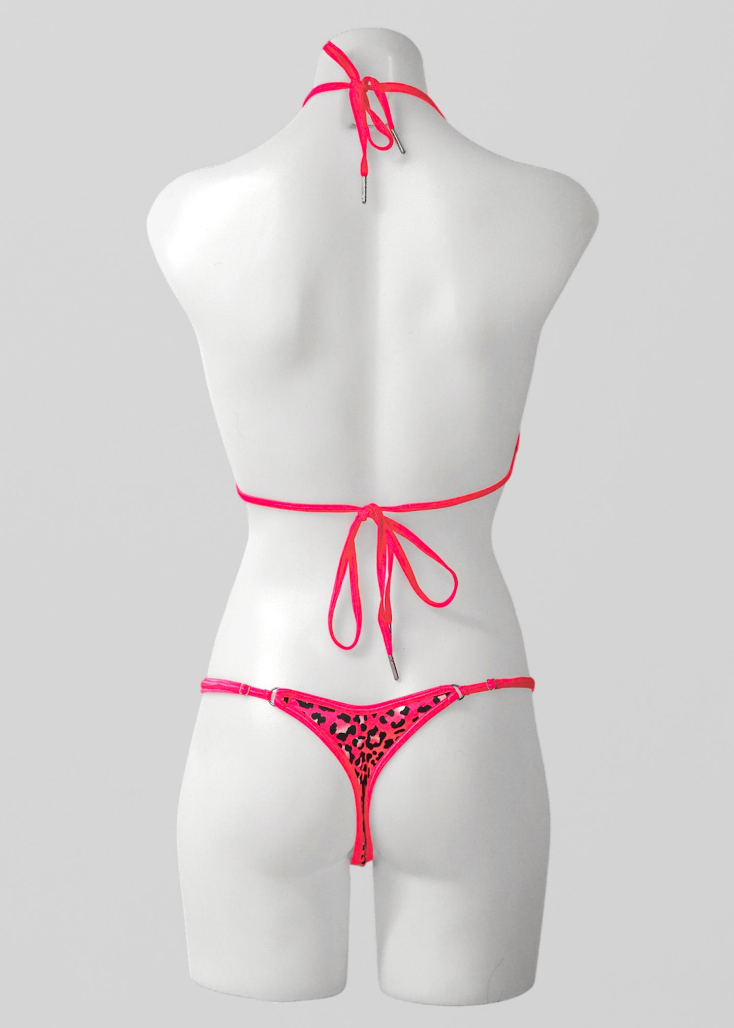 Micro Triangle Bikini Set- Hot Pink Leopard Print Velvet
