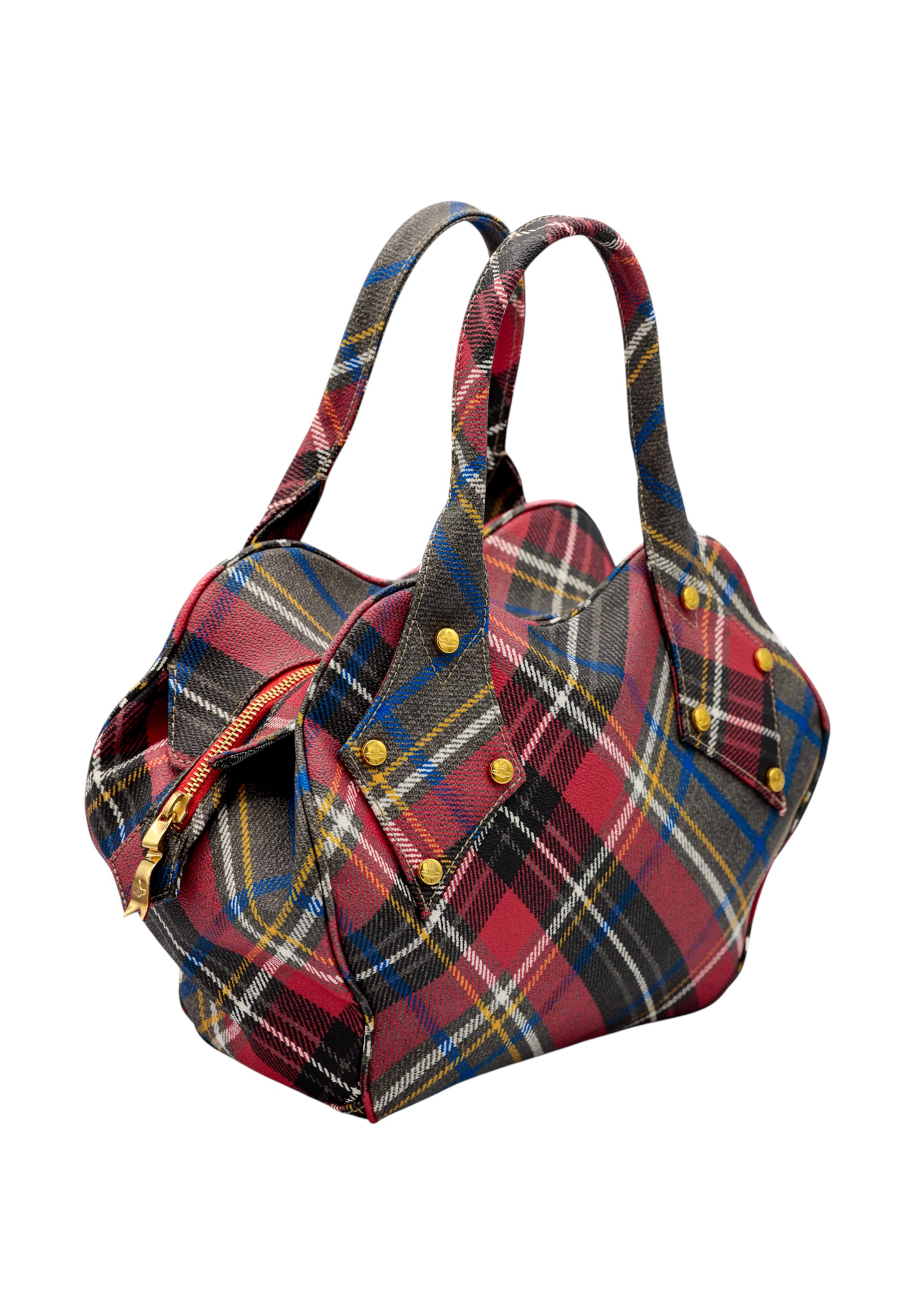Heart shaped tartan leather bag