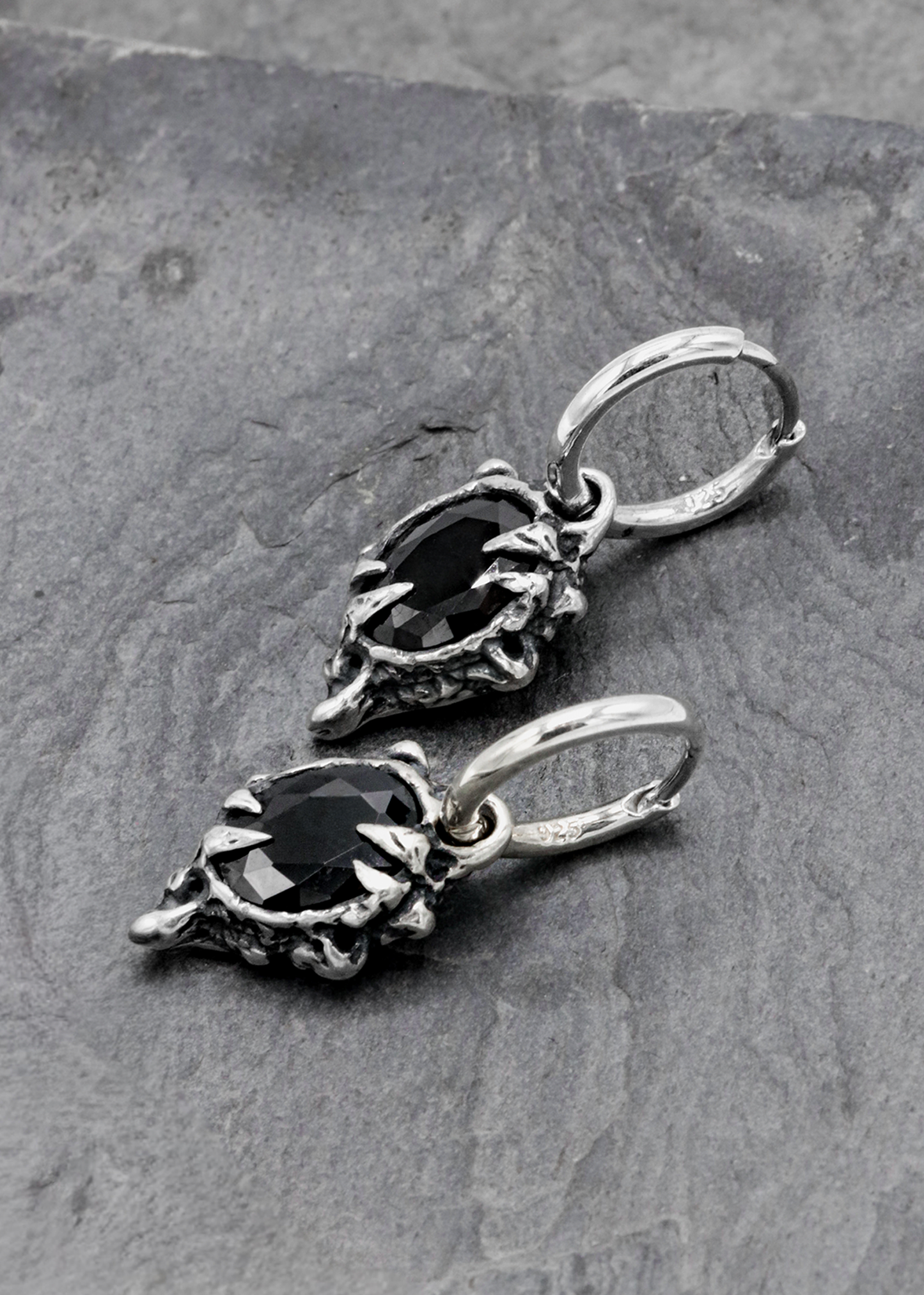 Primordial Hoop Earrings- Black CZ