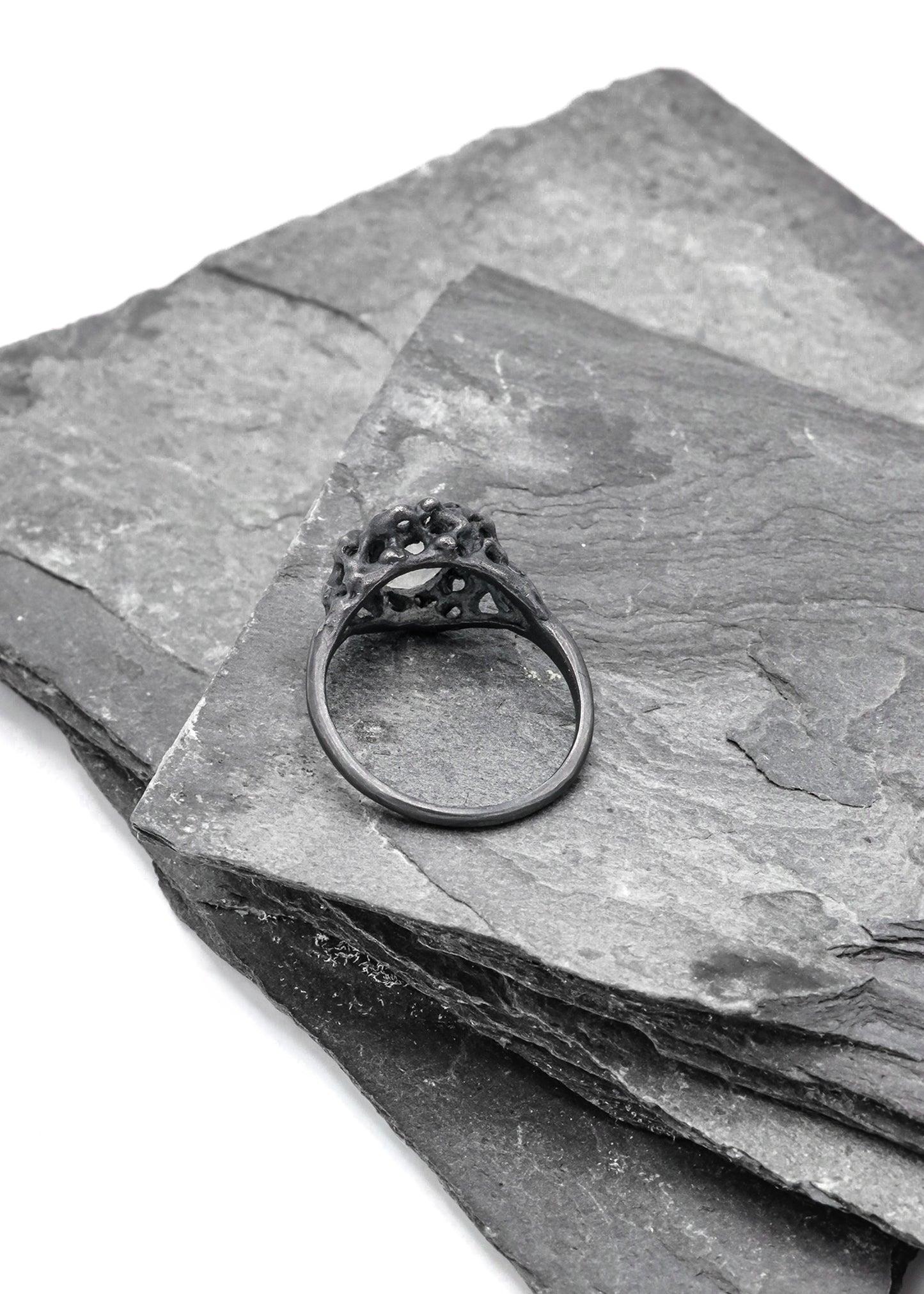 Sea Nymph Moonstone Ring- Oxidised silver