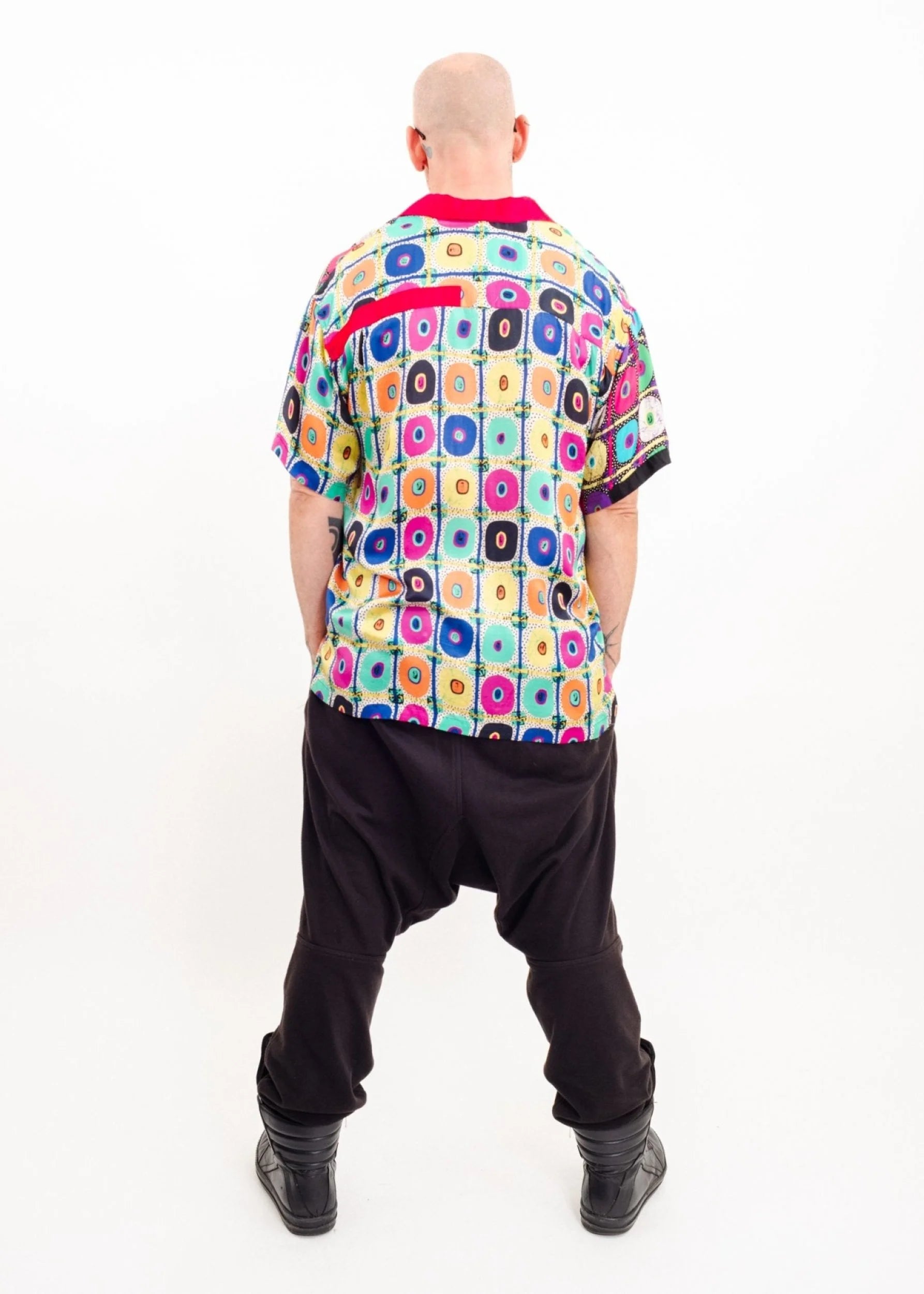 Yoshiyuki Konishi Ficce Abstract patterned 80s Japanese vintage silk party shirt