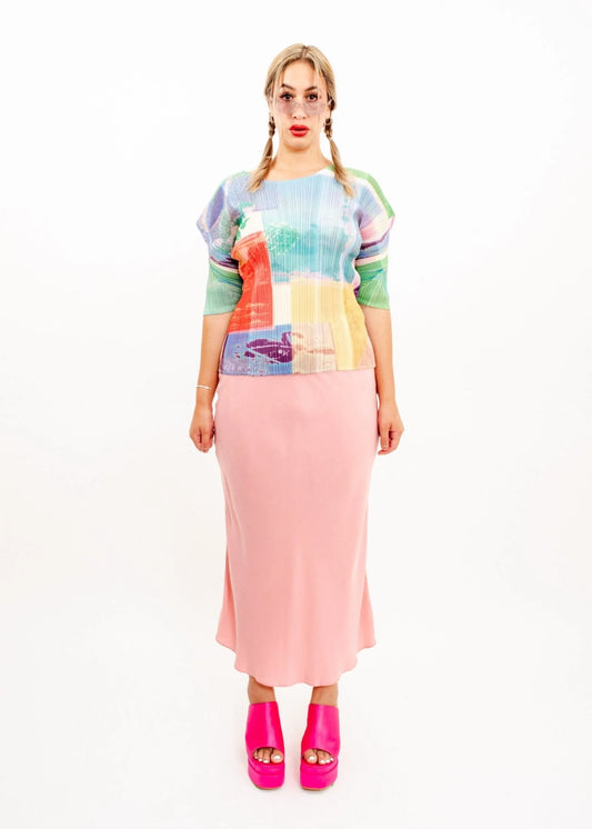 Pleats Please Abstract print plissé top