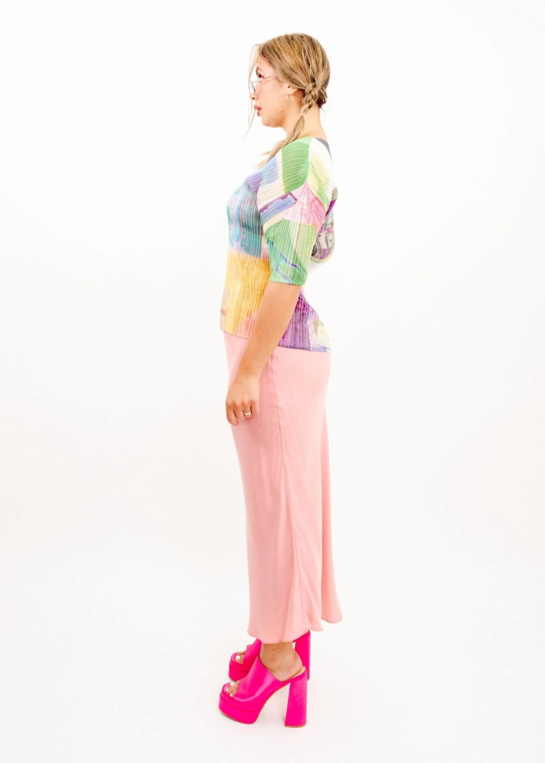 Pleats Please Abstract print plissé top
