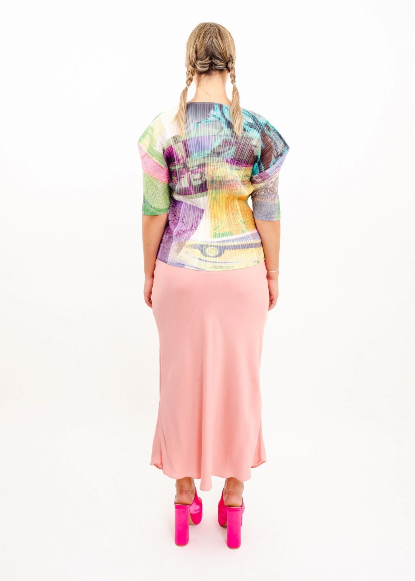 Pleats Please Abstract print plissé top
