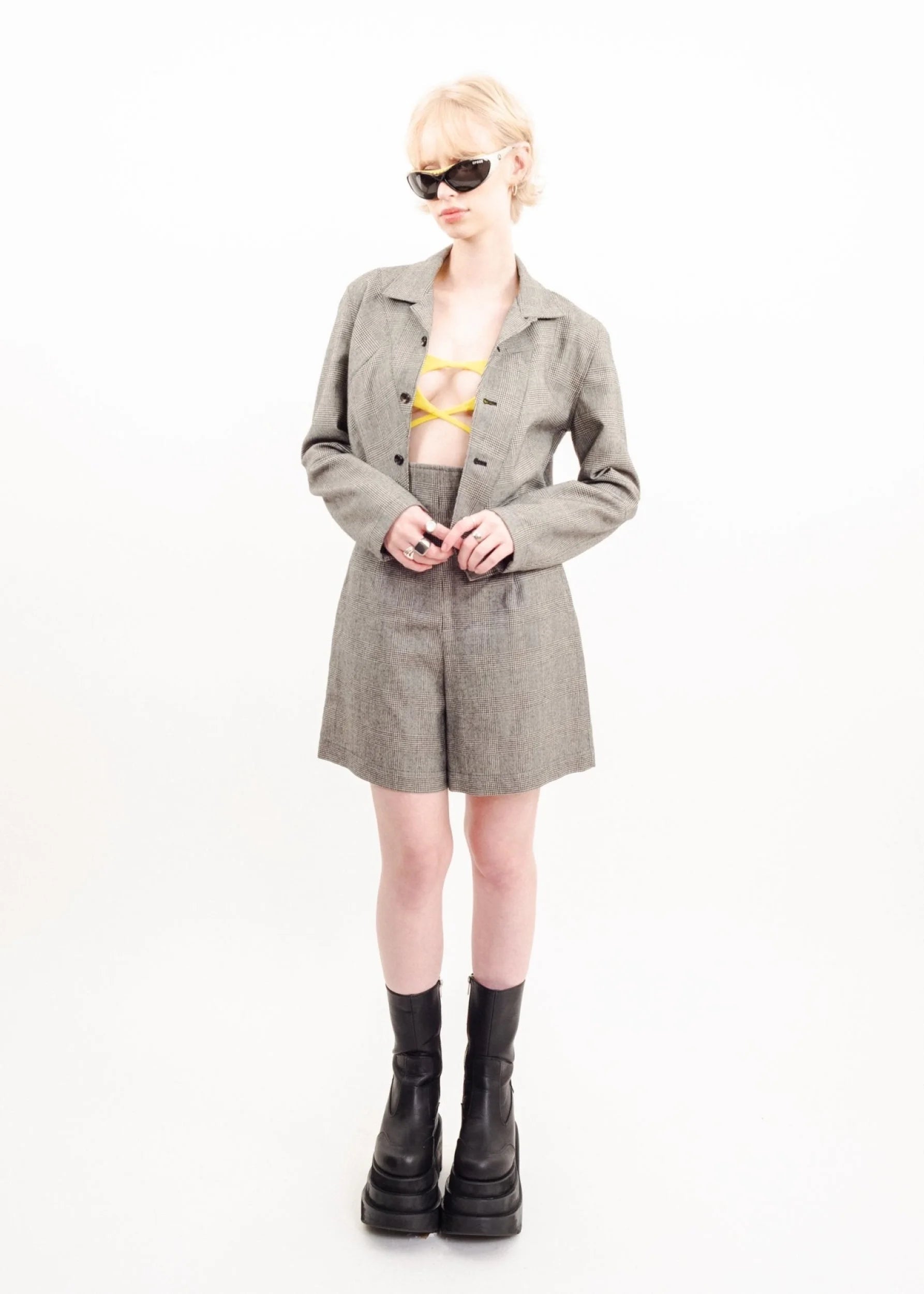 Comme des Garçons tricot AD1992 Houndstooth two piece shorts suit