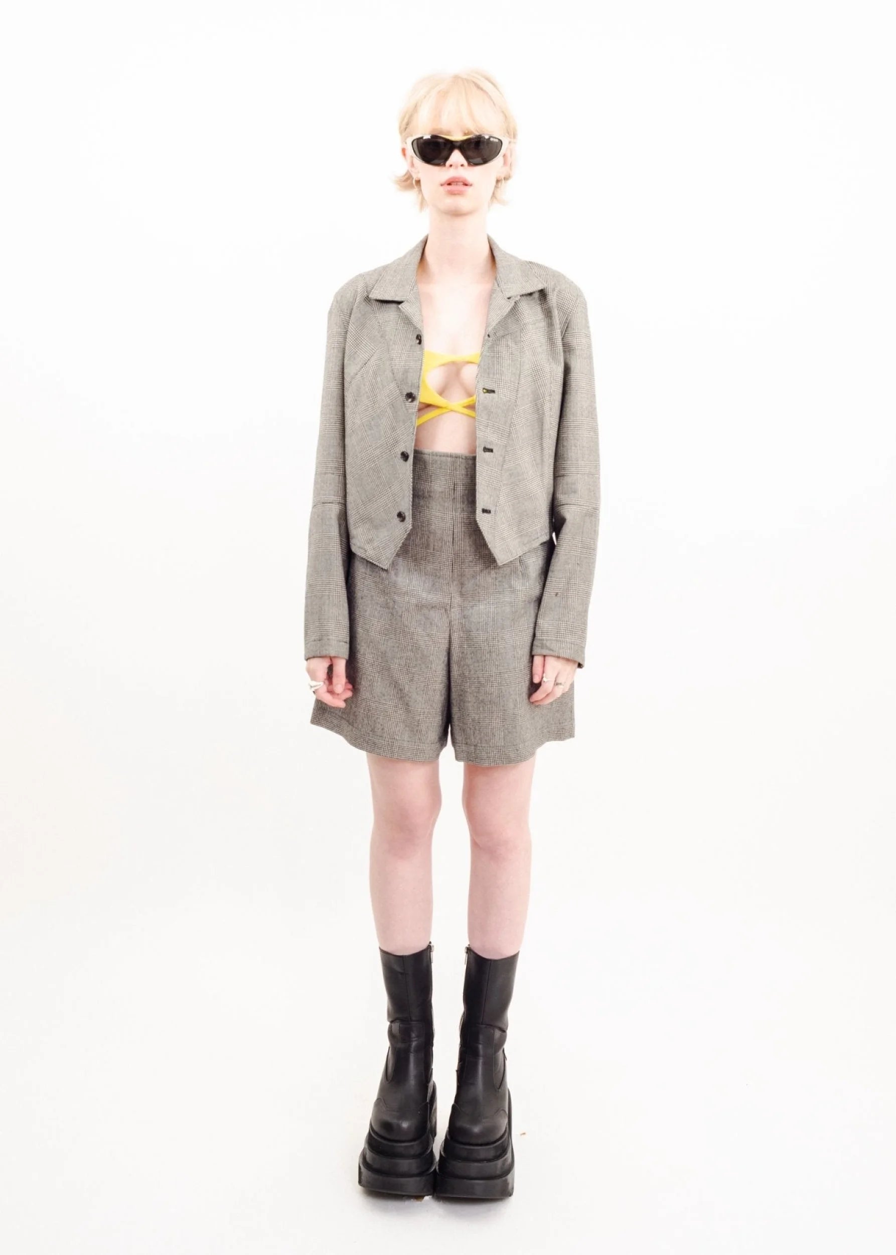 Comme des Garçons tricot AD1992 Houndstooth two piece shorts suit