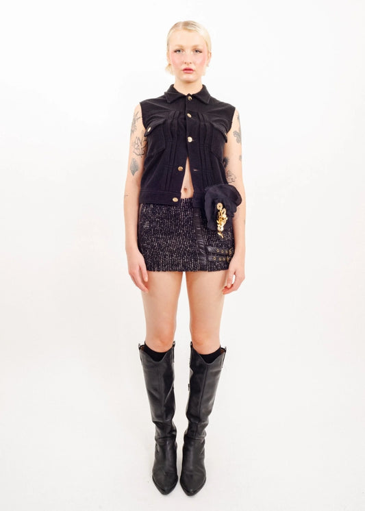 Comme des Garçons tricot AD2004 Terrycloth vest with 3D rosette