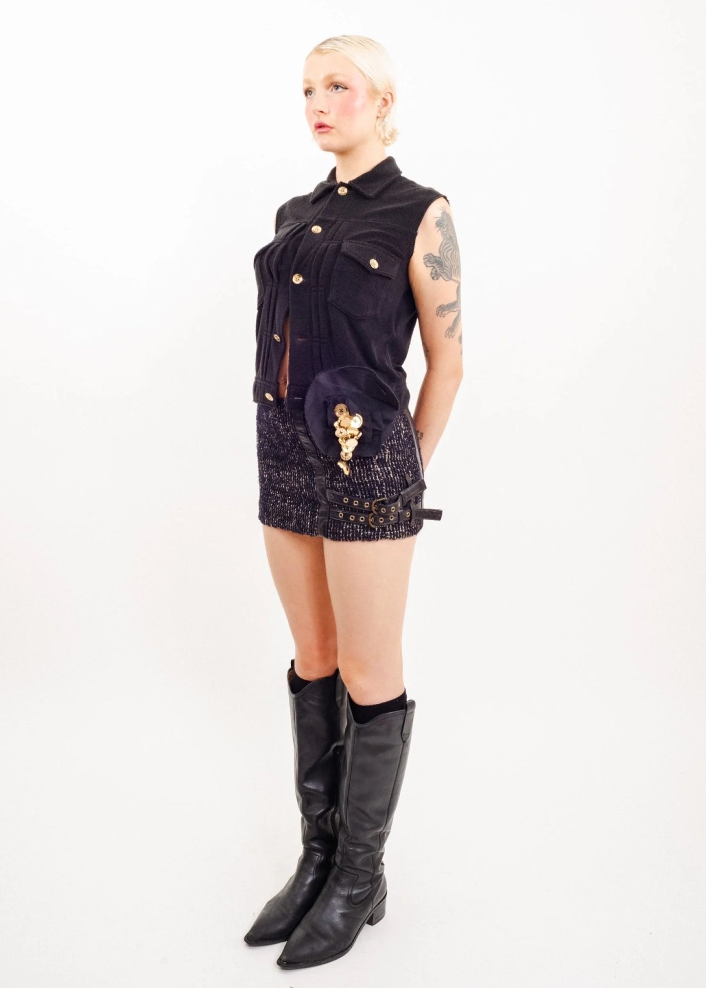 Comme des Garçons tricot AD2004 Terrycloth vest with 3D rosette