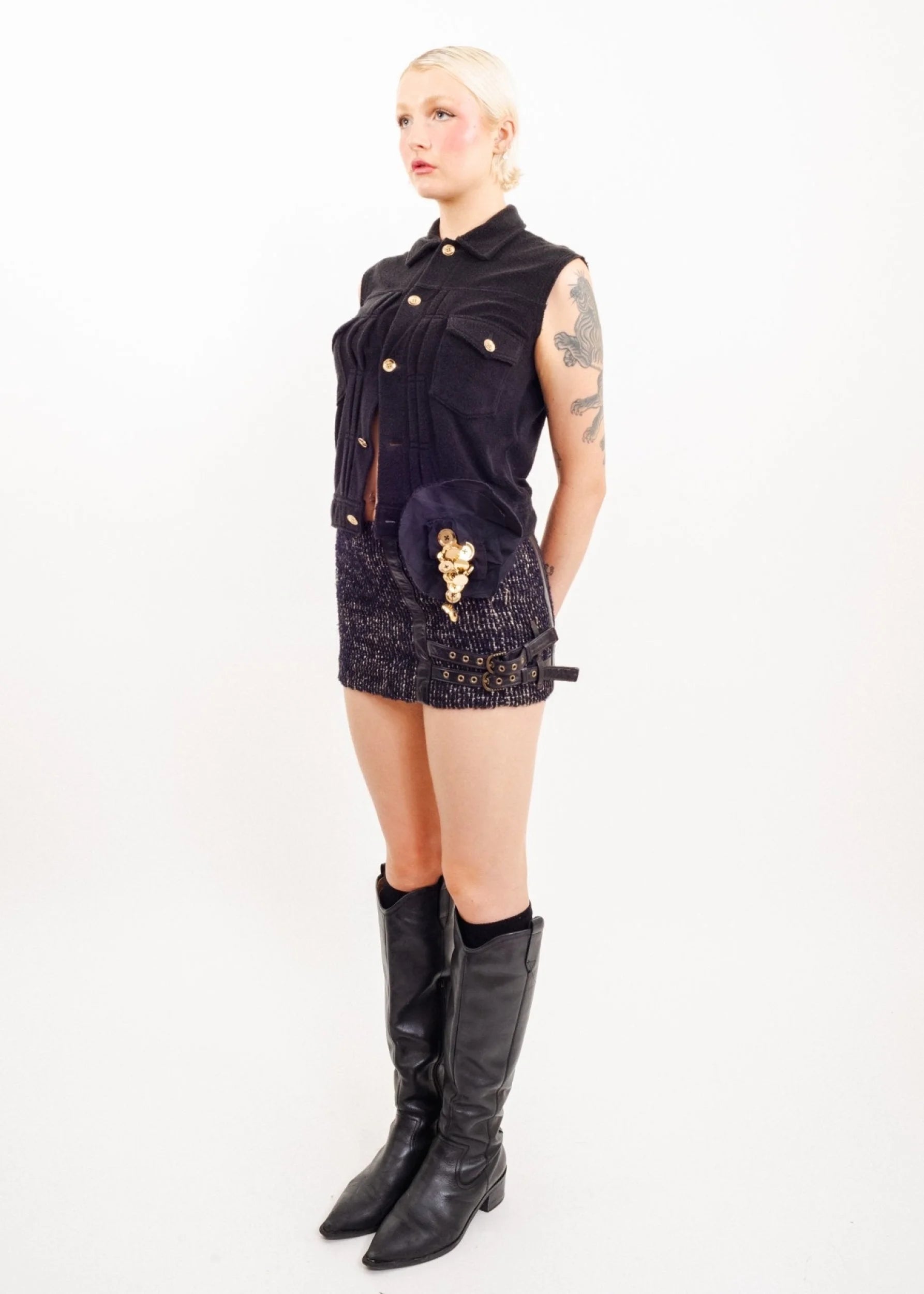 Comme des Garçons tricot AD2004 Terrycloth vest with 3D rosette