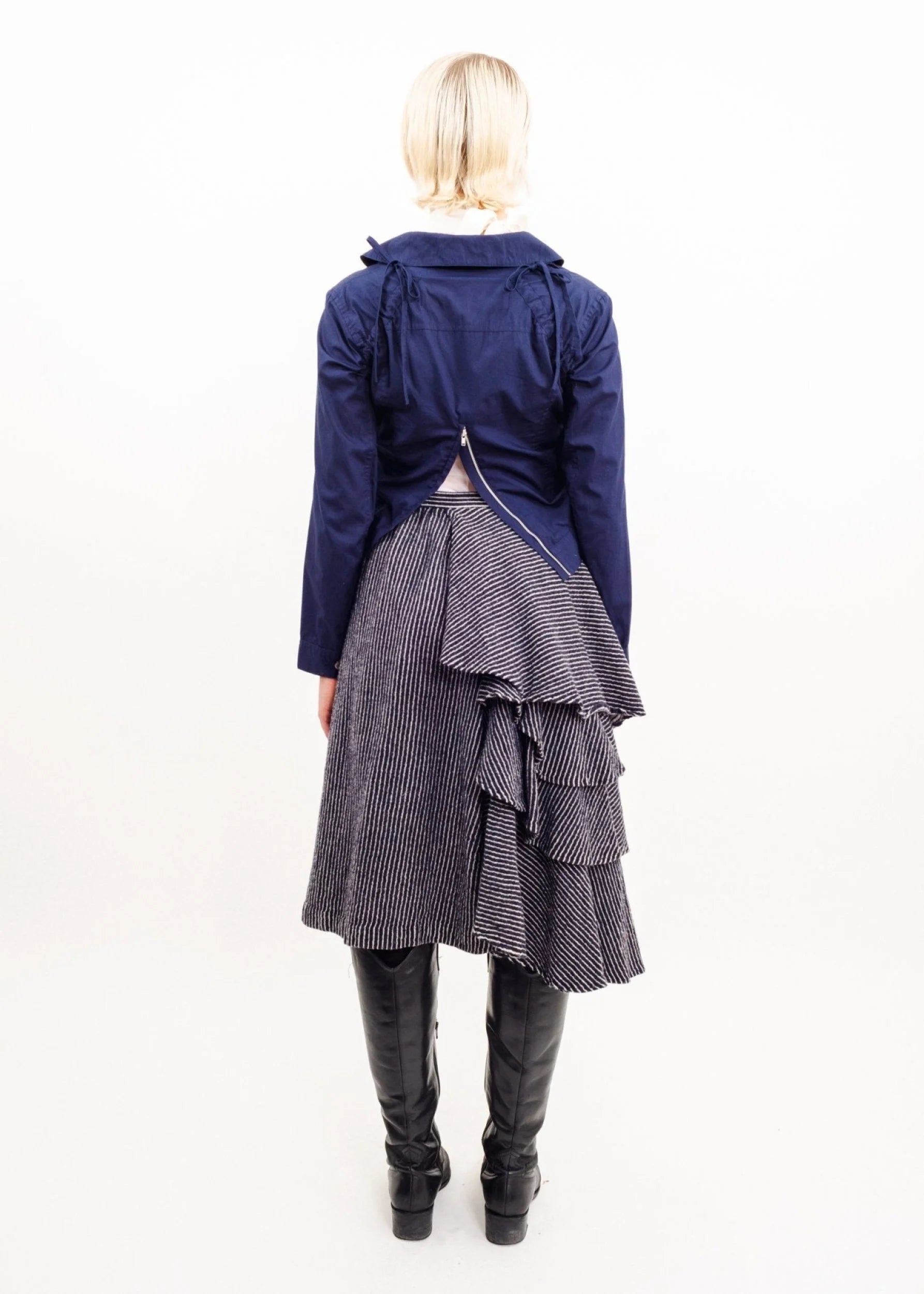 Comme des Garçons AD2007 Felted wool asymmetric ruffle skirt