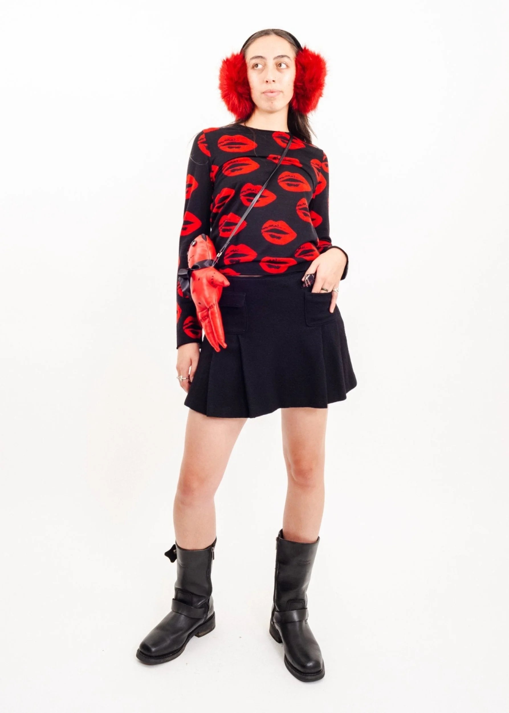 Comme des Garçons AD2008 lip print fine wool sweater