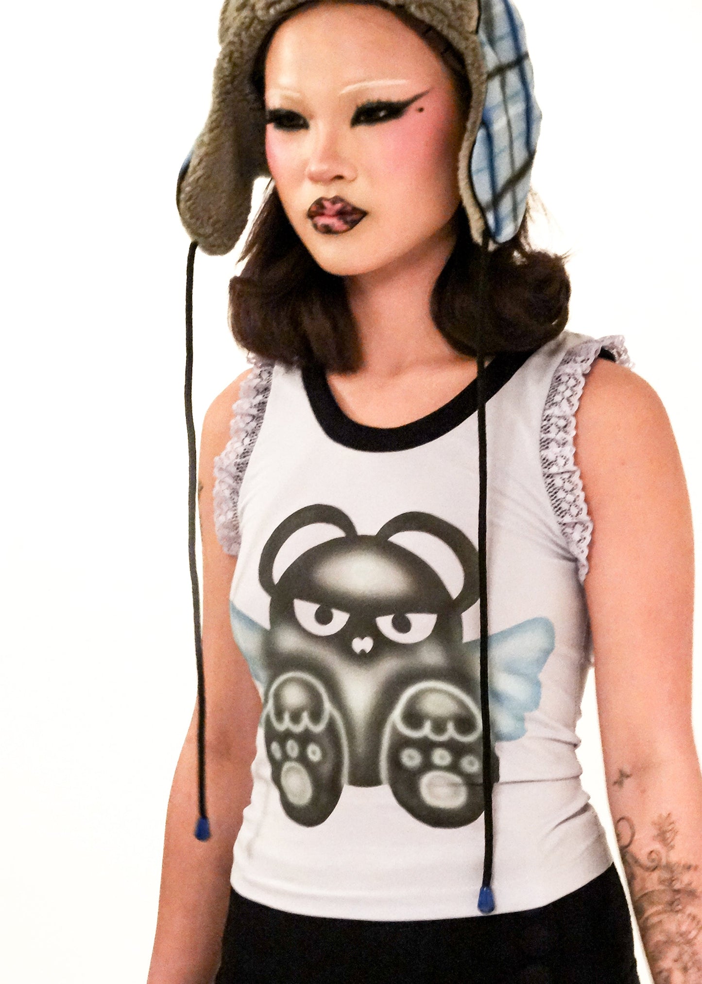 Airbrushed angel bear tank top