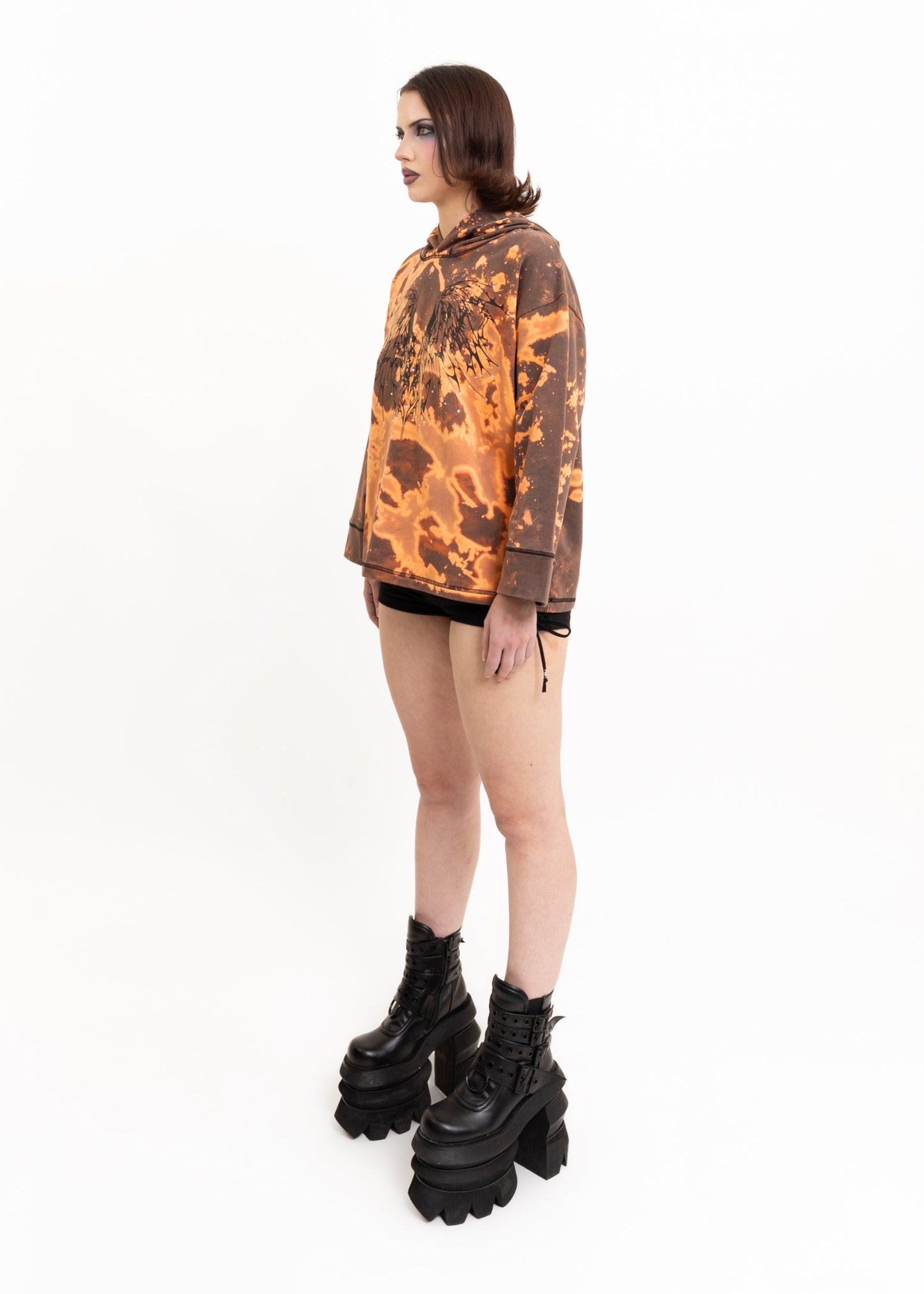 Awatea Anahera Long Sleeve Hooded T-Shirt- bleached Bizarre Bazaar