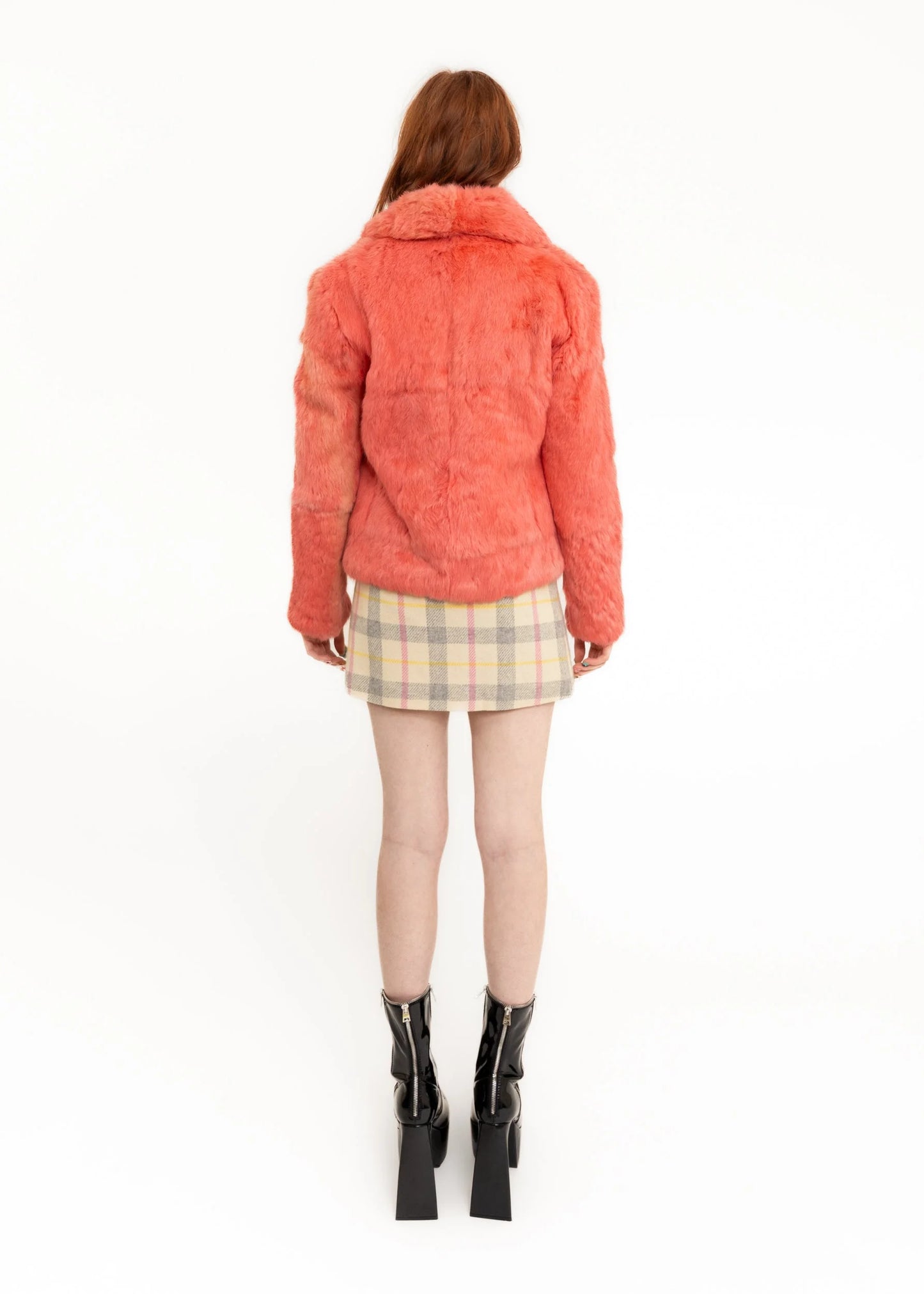 Hottey Girl Apricot pink rabbit fur coat
