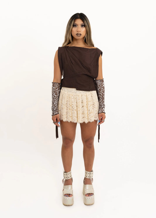 Caitlin Snell Asymmetric cotton drape top