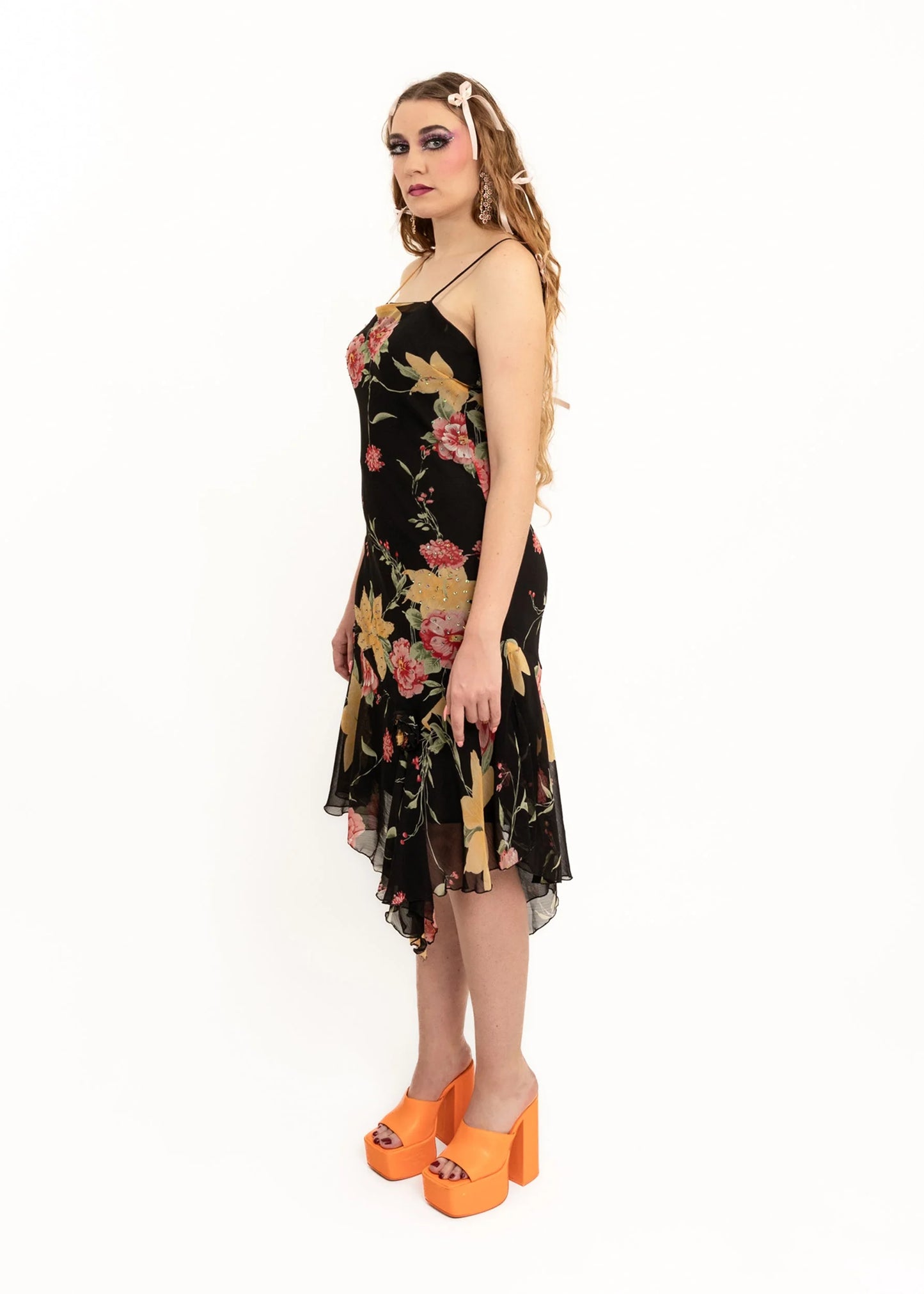 Noblewear Asymmetric floral beaded dress
