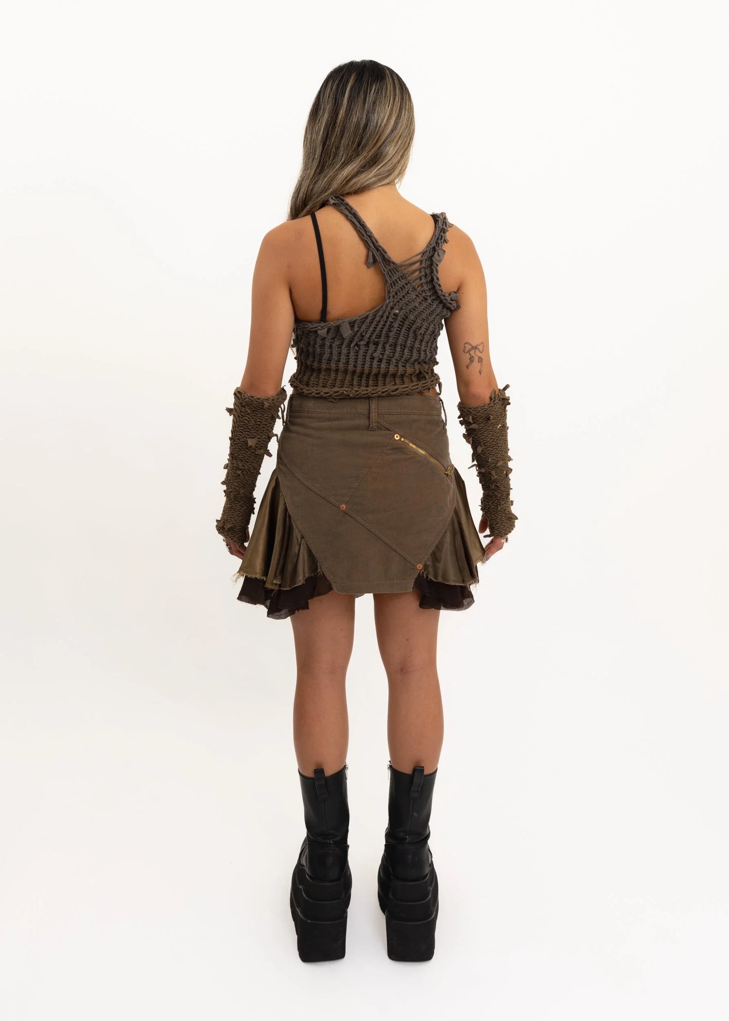 Banshee Asymmetric rag knit tank top
