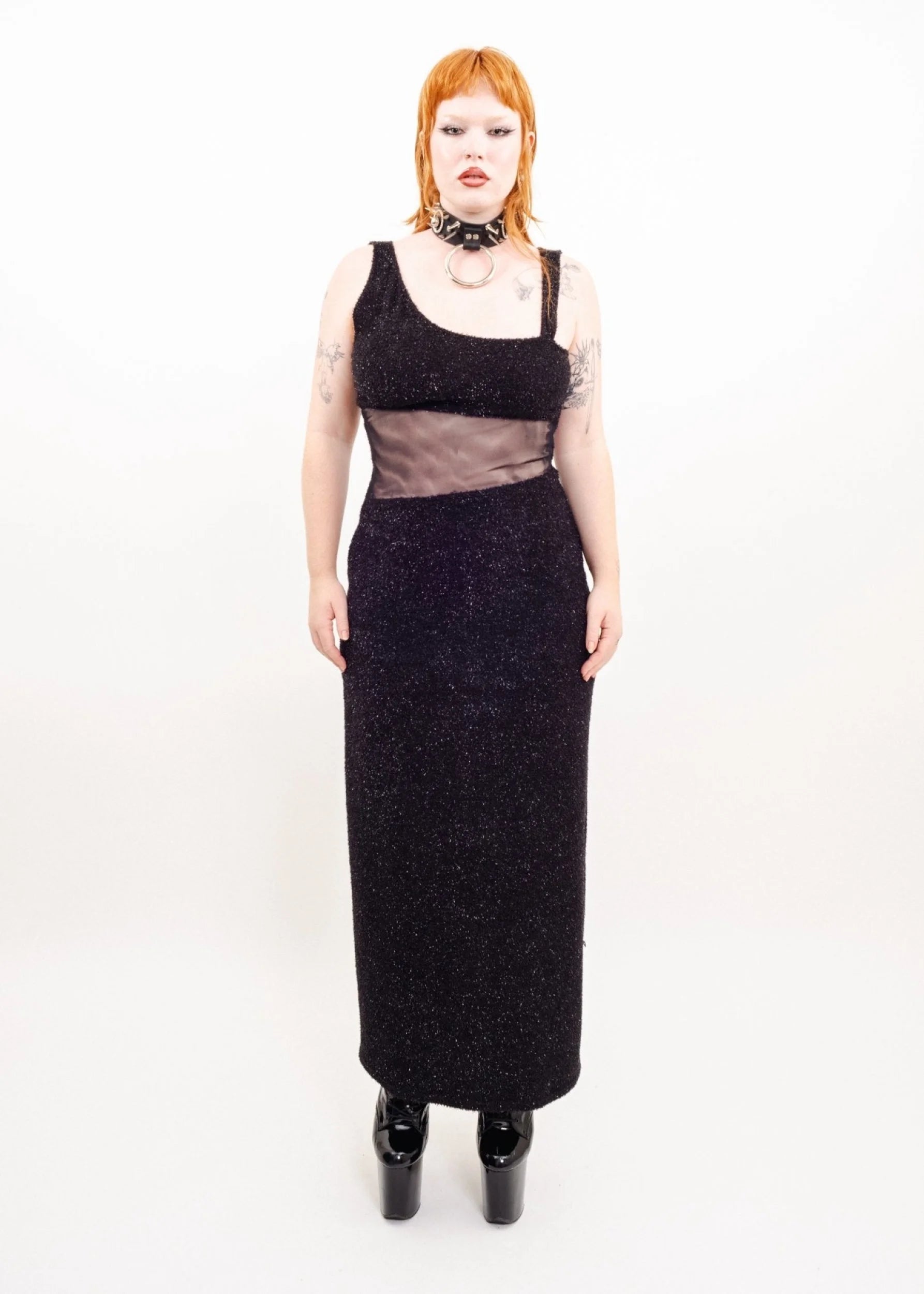 I.D.C Asymmetric sparkly cut out gown