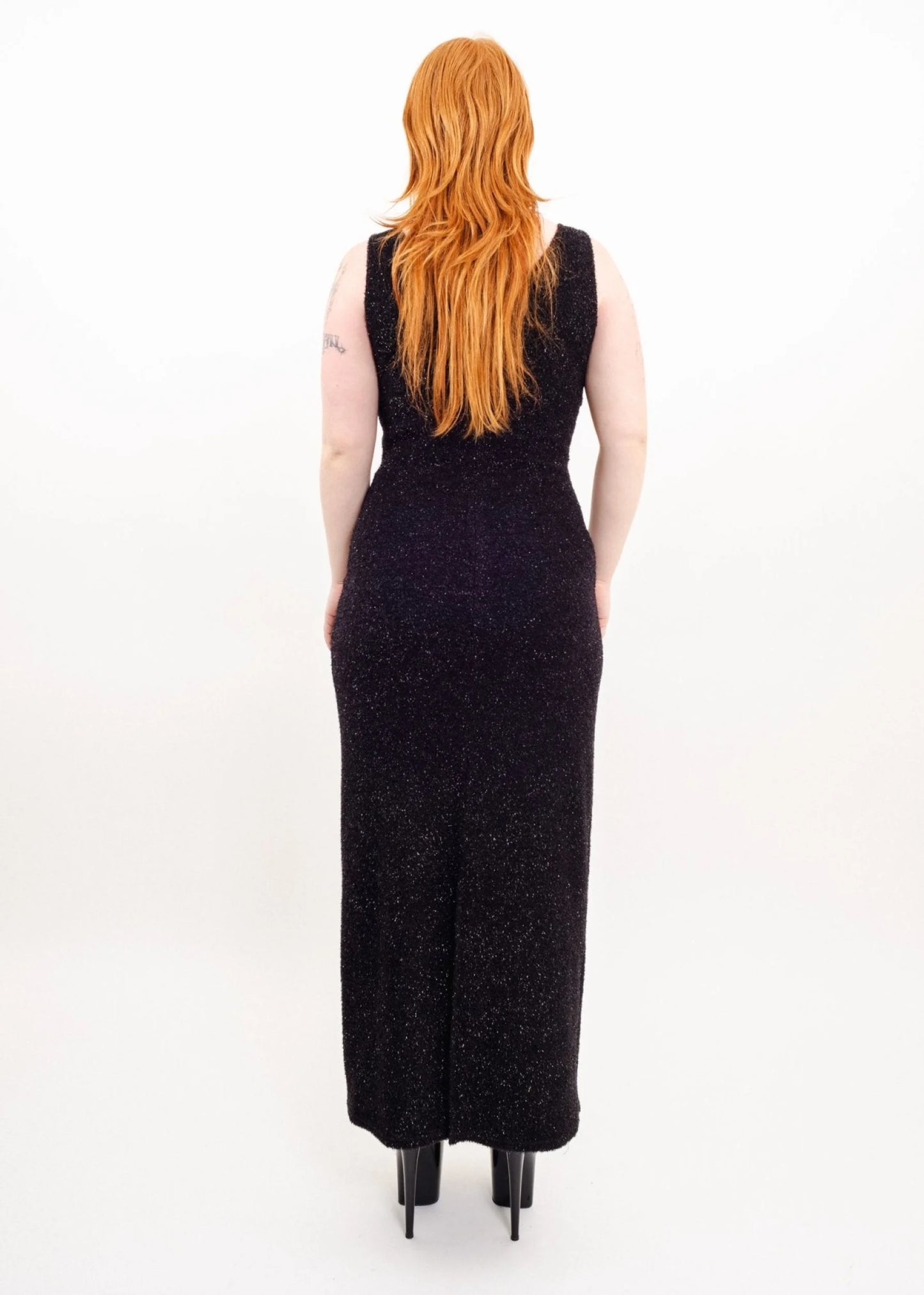 I.D.C Asymmetric sparkly cut out gown