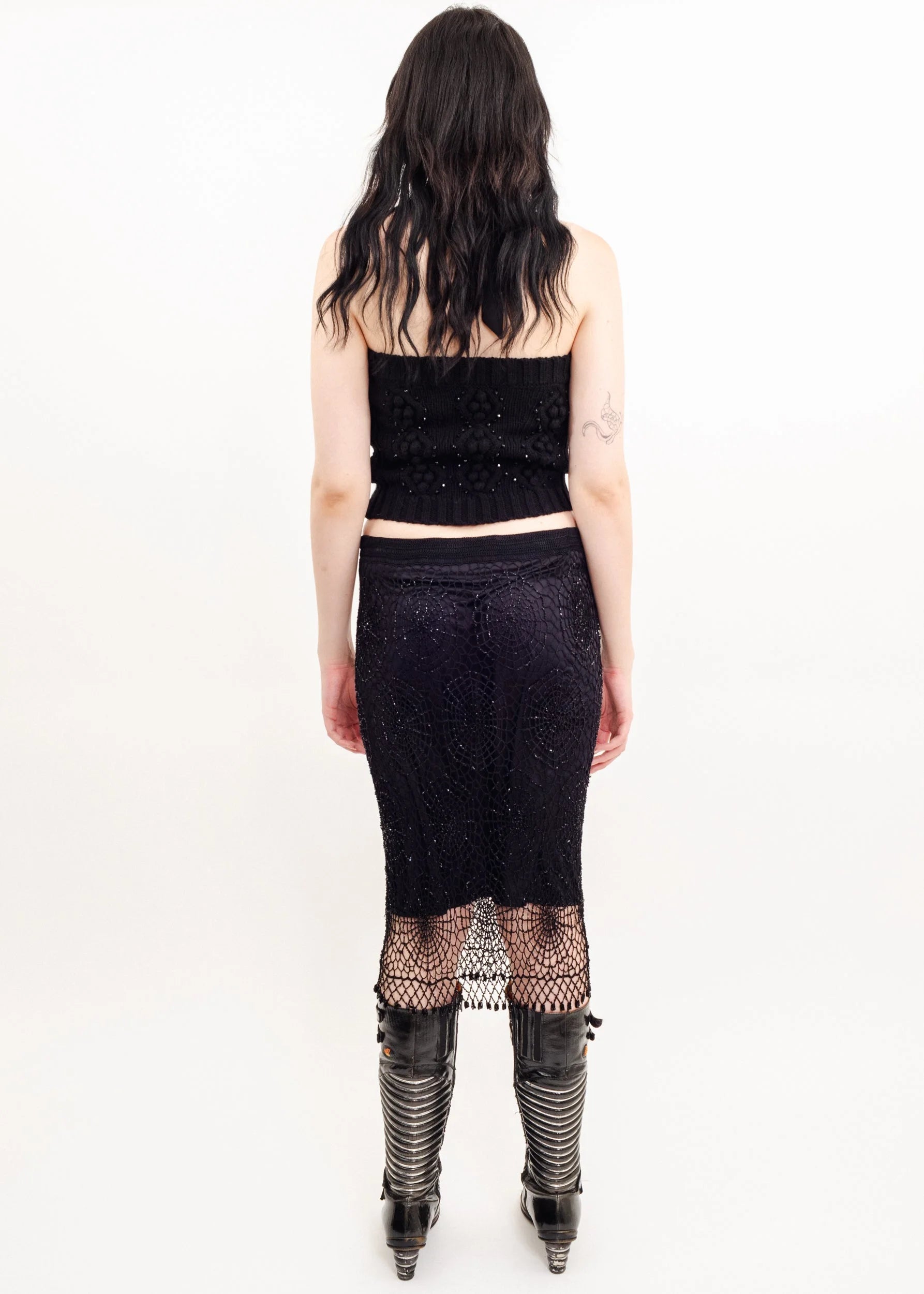 Bizarre Bazaar Avante goth glass bead spider web skirt