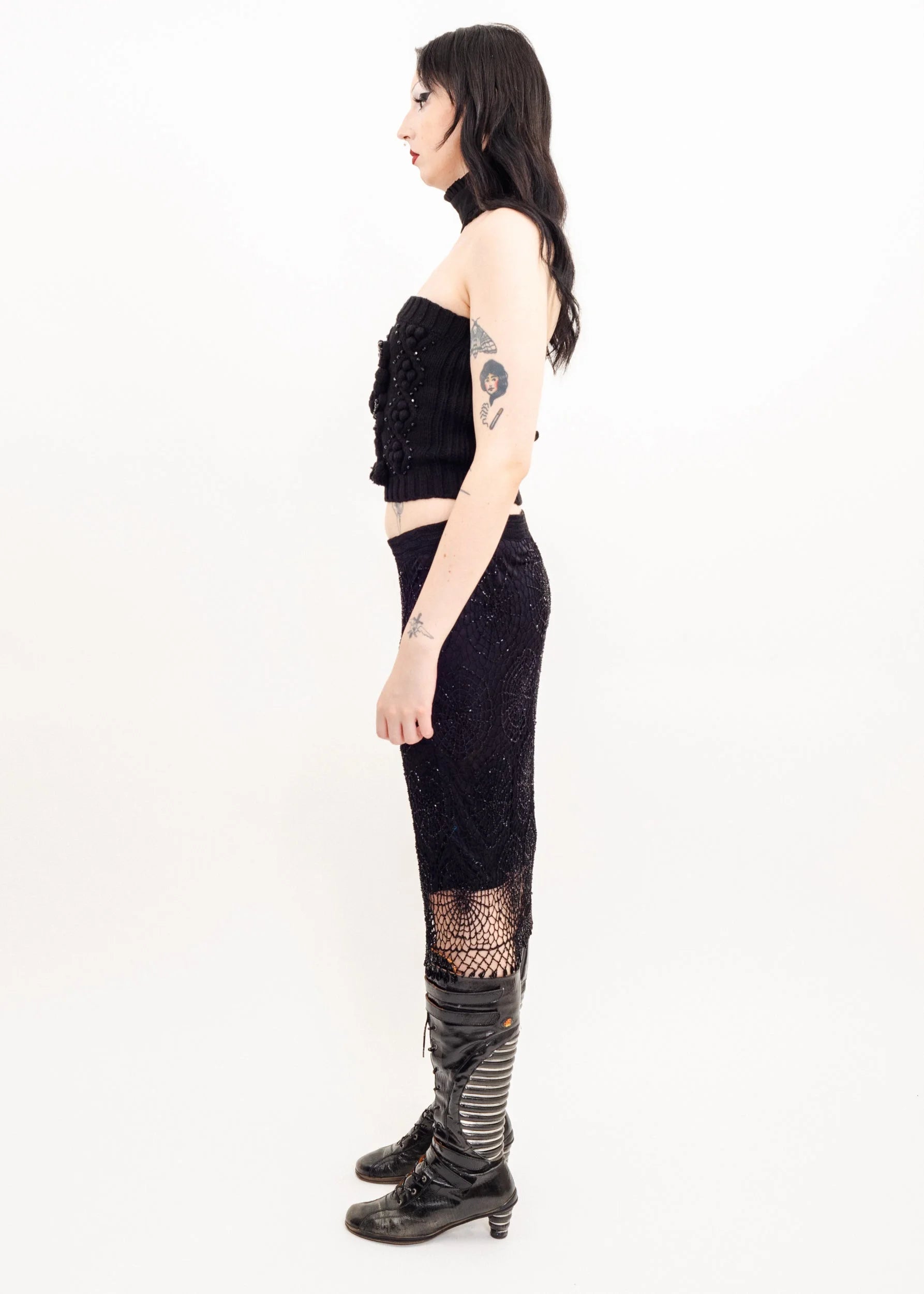 Bizarre Bazaar Avante goth glass bead spider web skirt